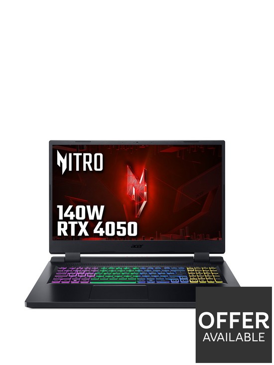 front image of acer-nitro-5-gaming-laptop-173in-fhd-144hz-rtx-4050-intel-core-i5-16gb-ram-1tb-pcie-nvme-ssd