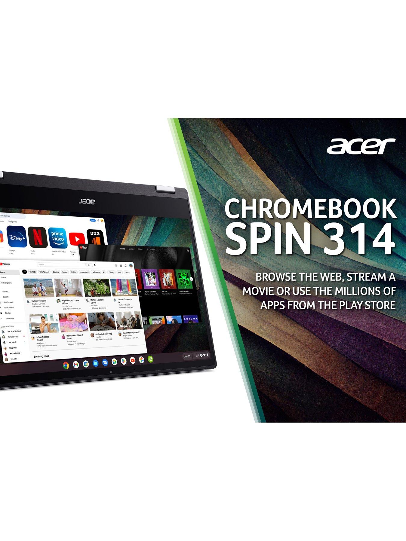 Image 4 of 8 of Acer Chromebook Spin 314 Laptop - 14in HD Touchscreen,&nbsp;Intel Celeron, 4GB RAM,&nbsp;128GB SSD - Silver