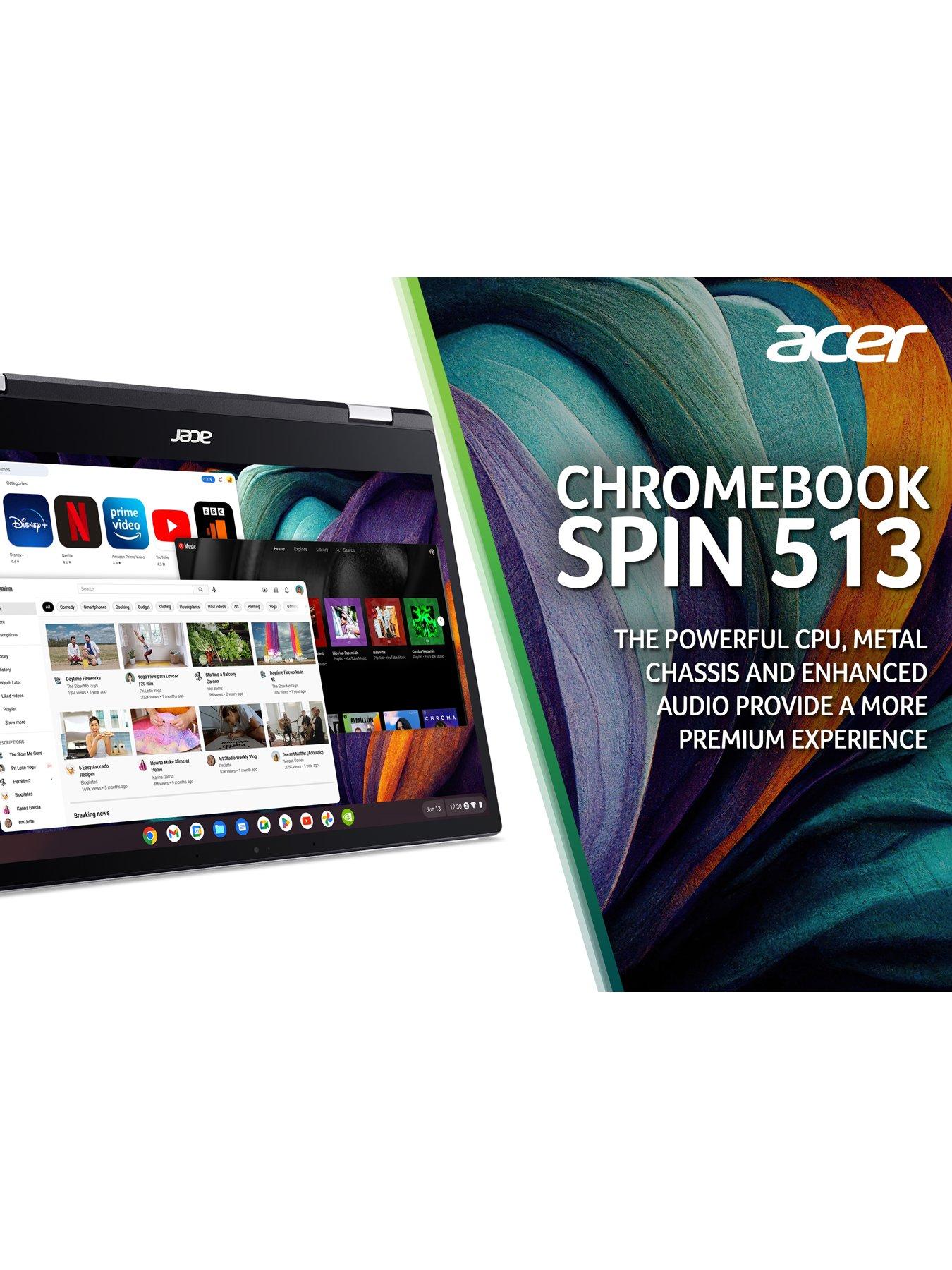 Image 4 of 8 of Acer Chromebook Spin 513 - 13.3in FHD Touchscreen,&nbsp;Qualcomm Snapdragon, 8GB RAM,&nbsp;64GB SSD - Silver