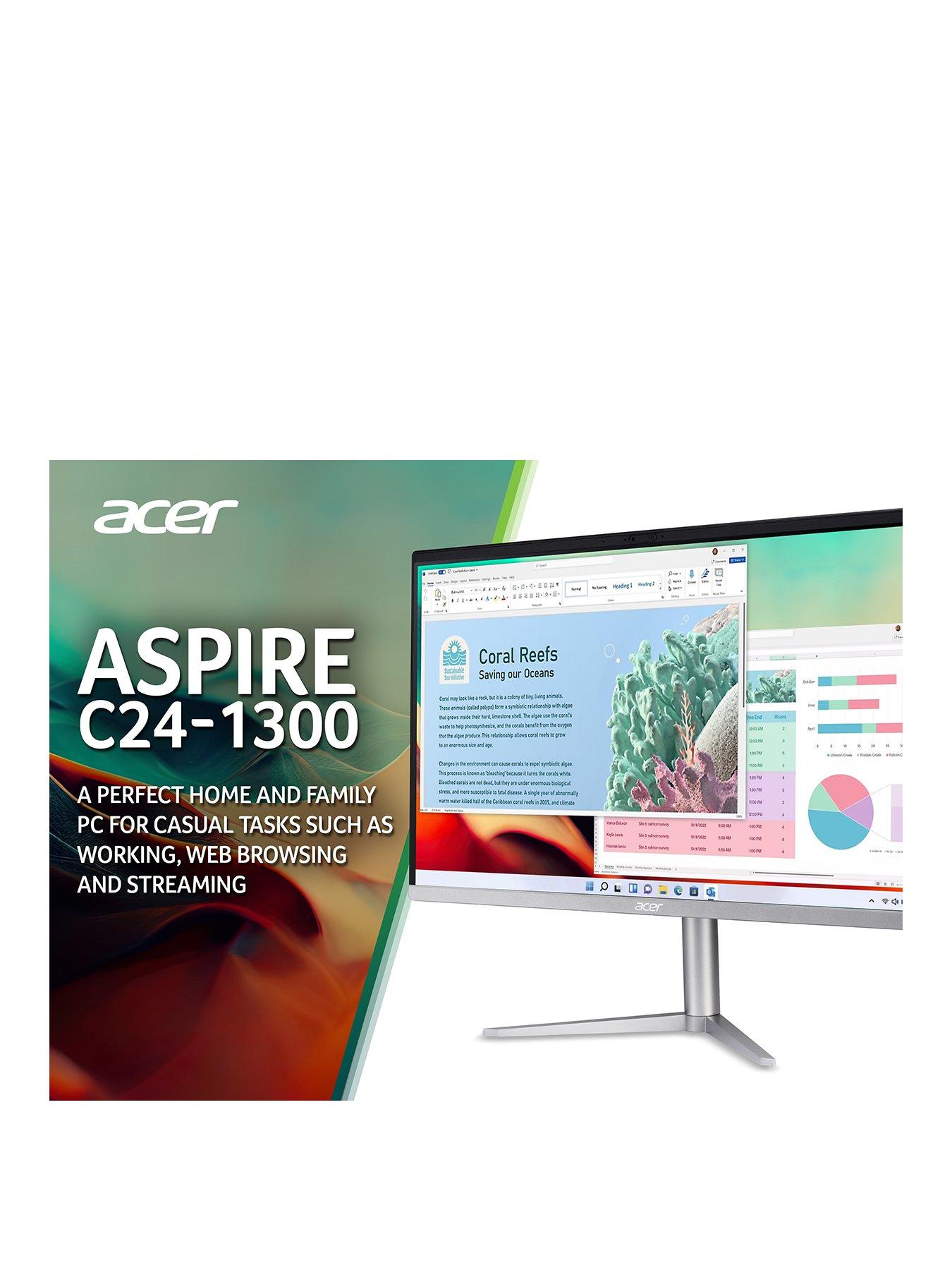 Image 3 of 8 of Acer Aspire C24-1300 All-in-One Desktop&nbsp;PC - 23.8in FHD, AMD Ryzen 5 7520U, 8GB RAM, 512GB SSD