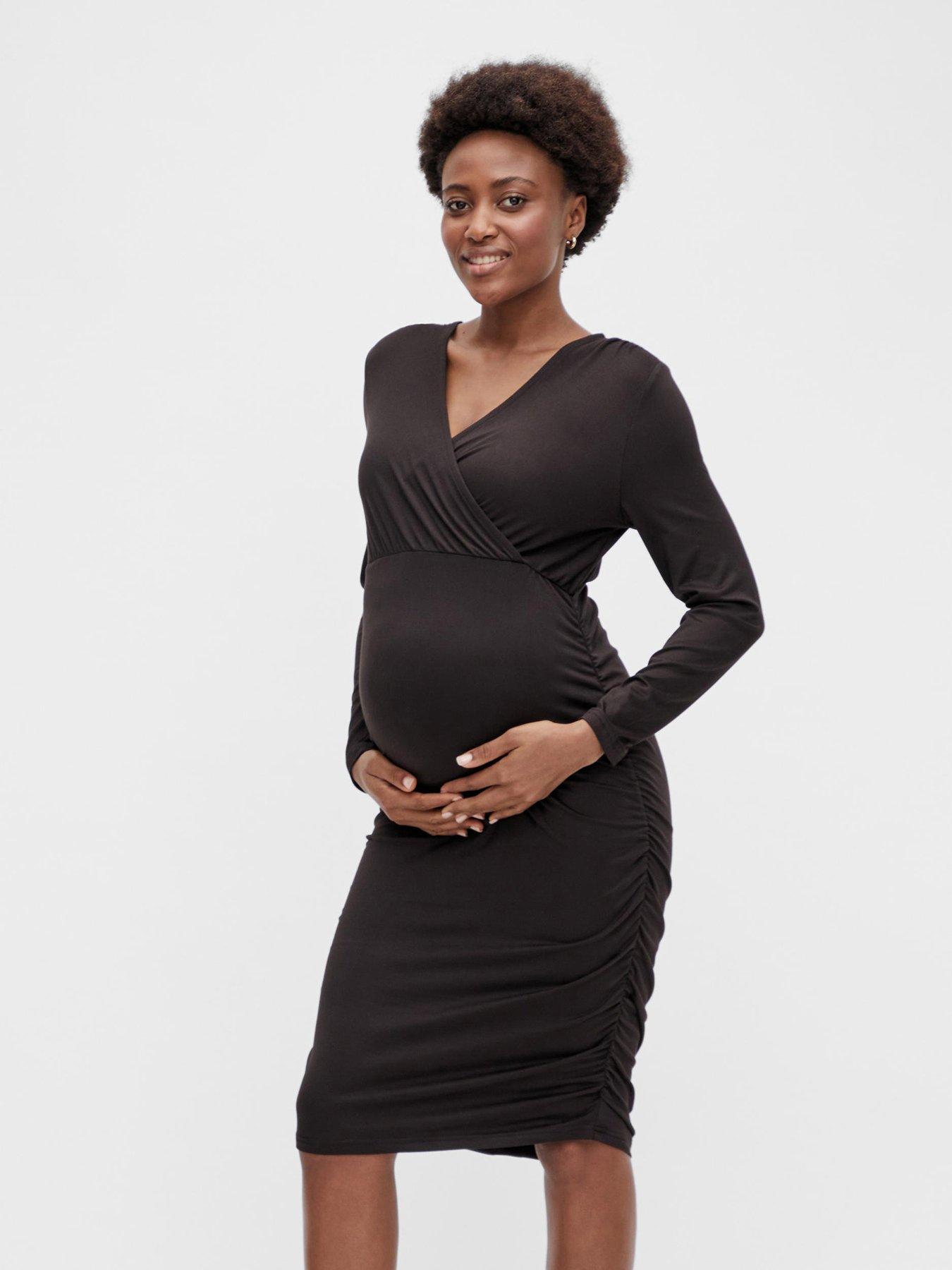 Mamalicious Maternity Wrap Front Jersey Dress - Black