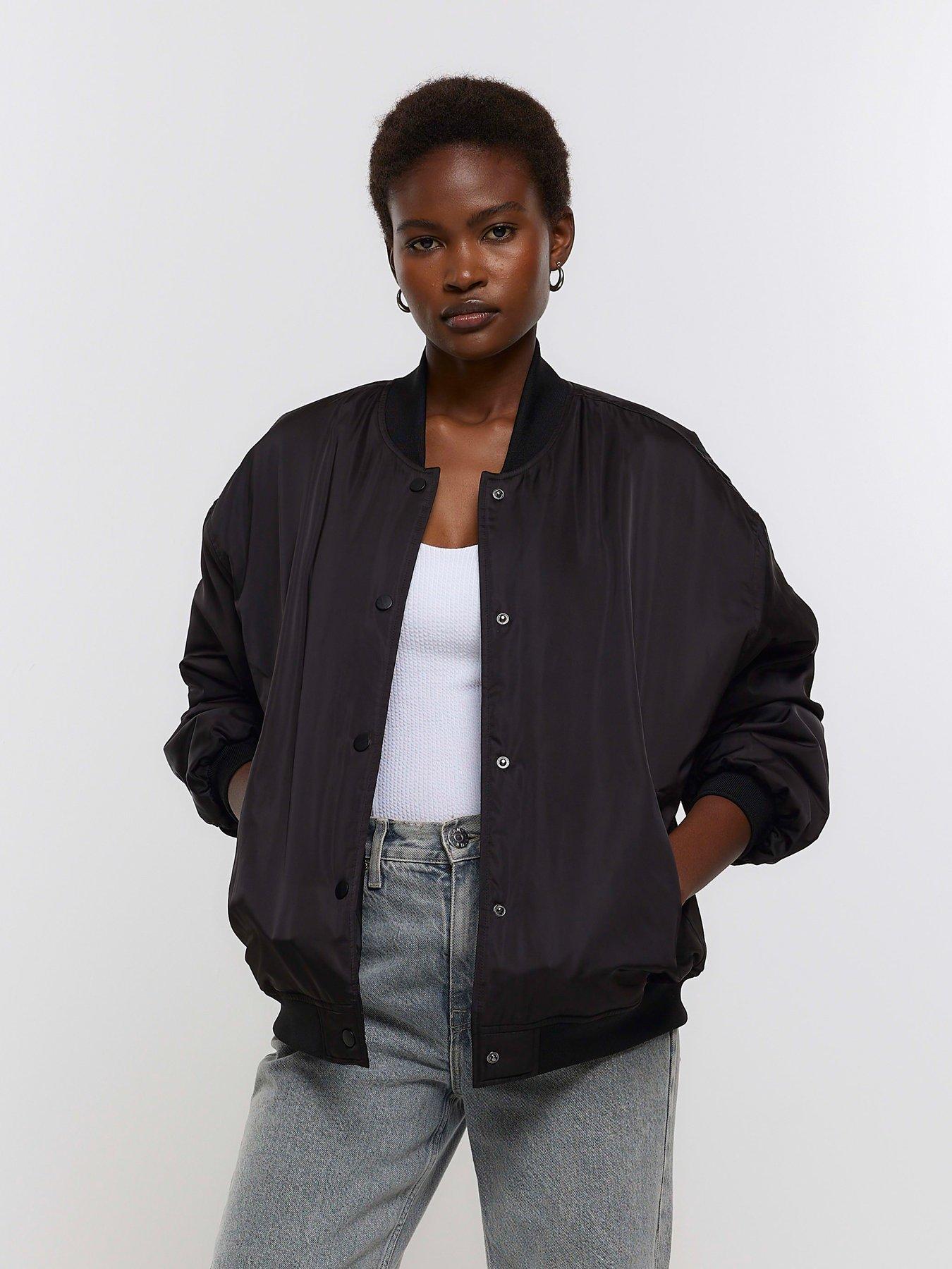 Long bomber jacket clearance black