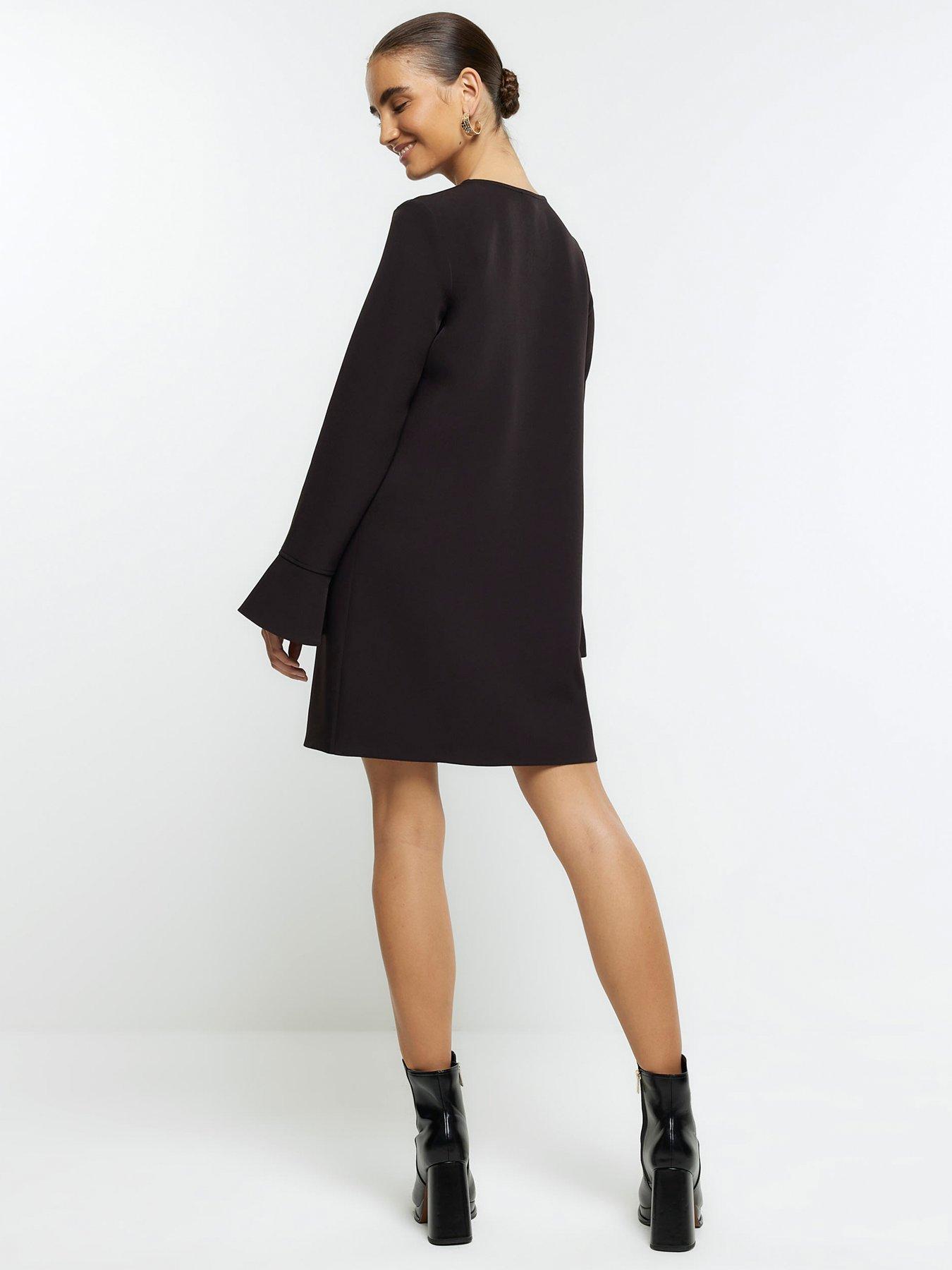 Black button hot sale shift dress