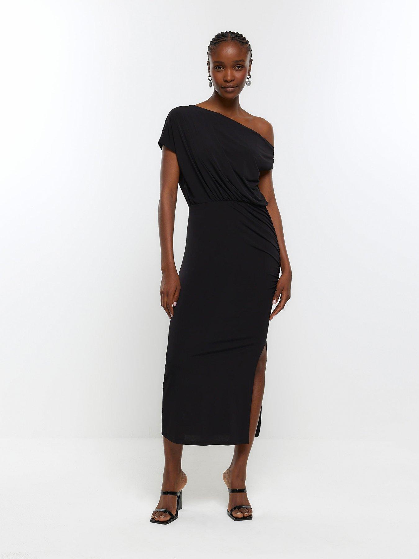 River Island Drape Midi Dress Black very