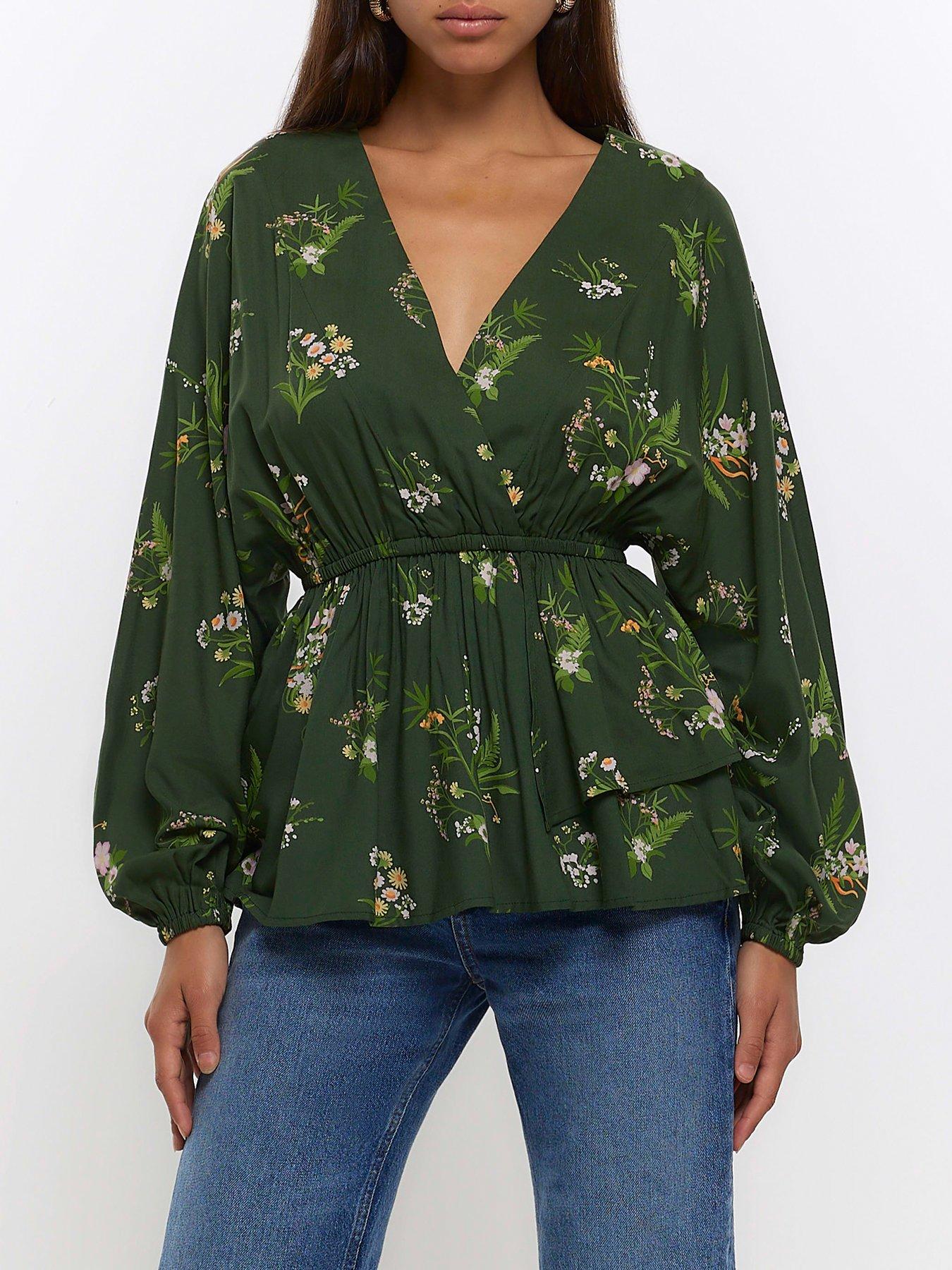 Floral wrap sale shirt