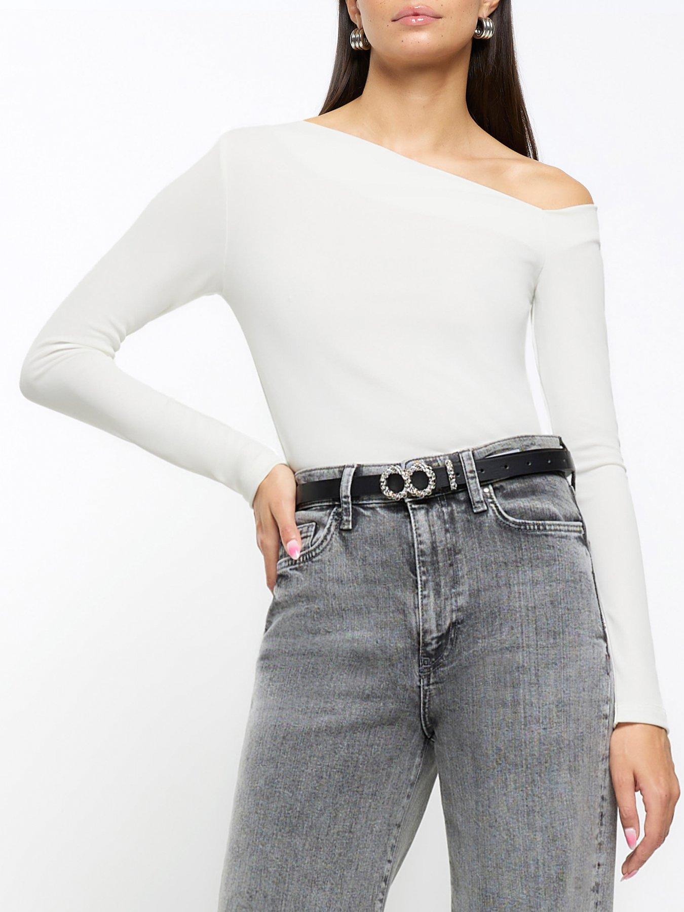 River Island Fitted Off Shoulder Top - Cream