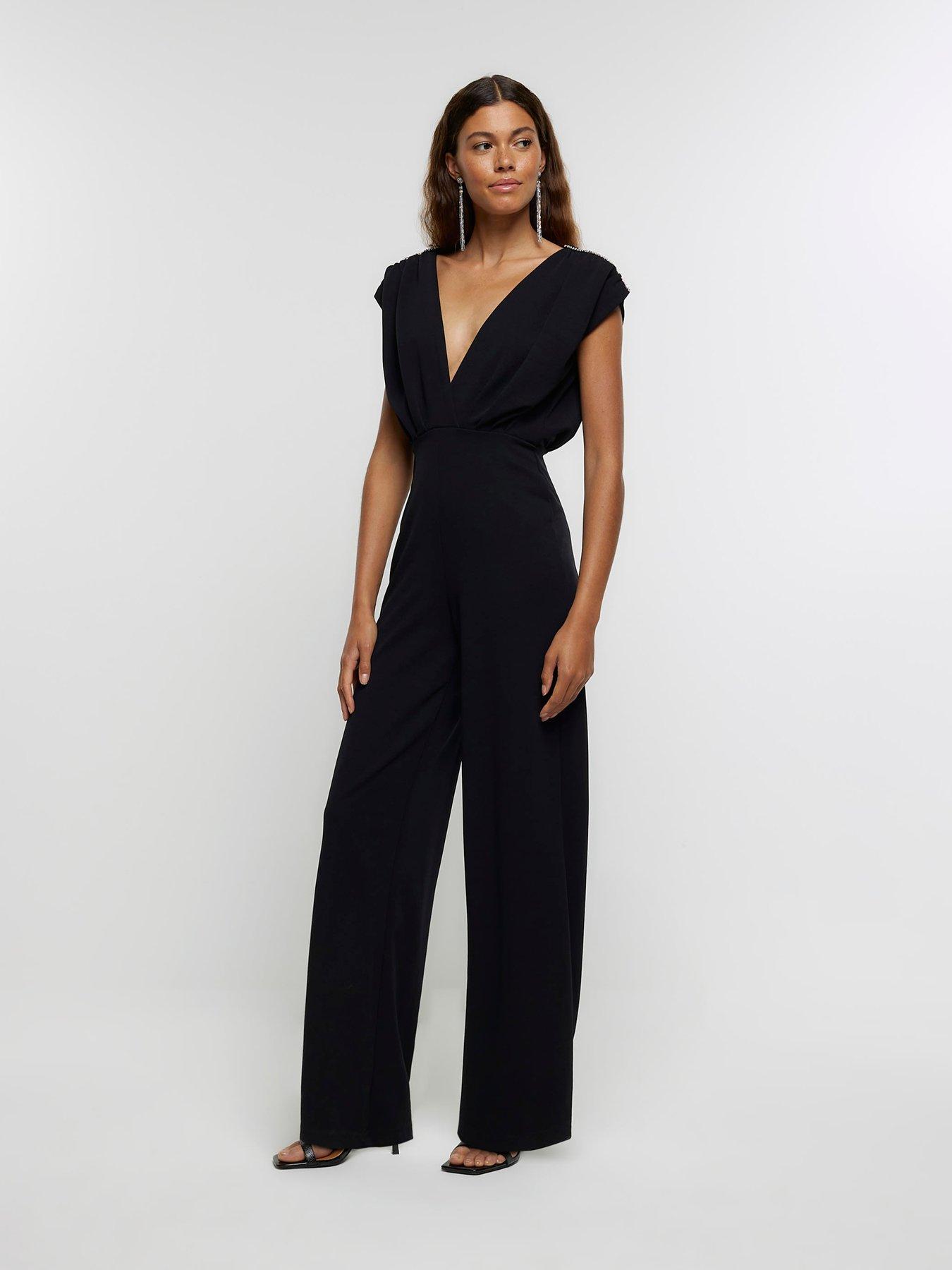 River Island Embellished Jumpsuit - Black | very.co.uk