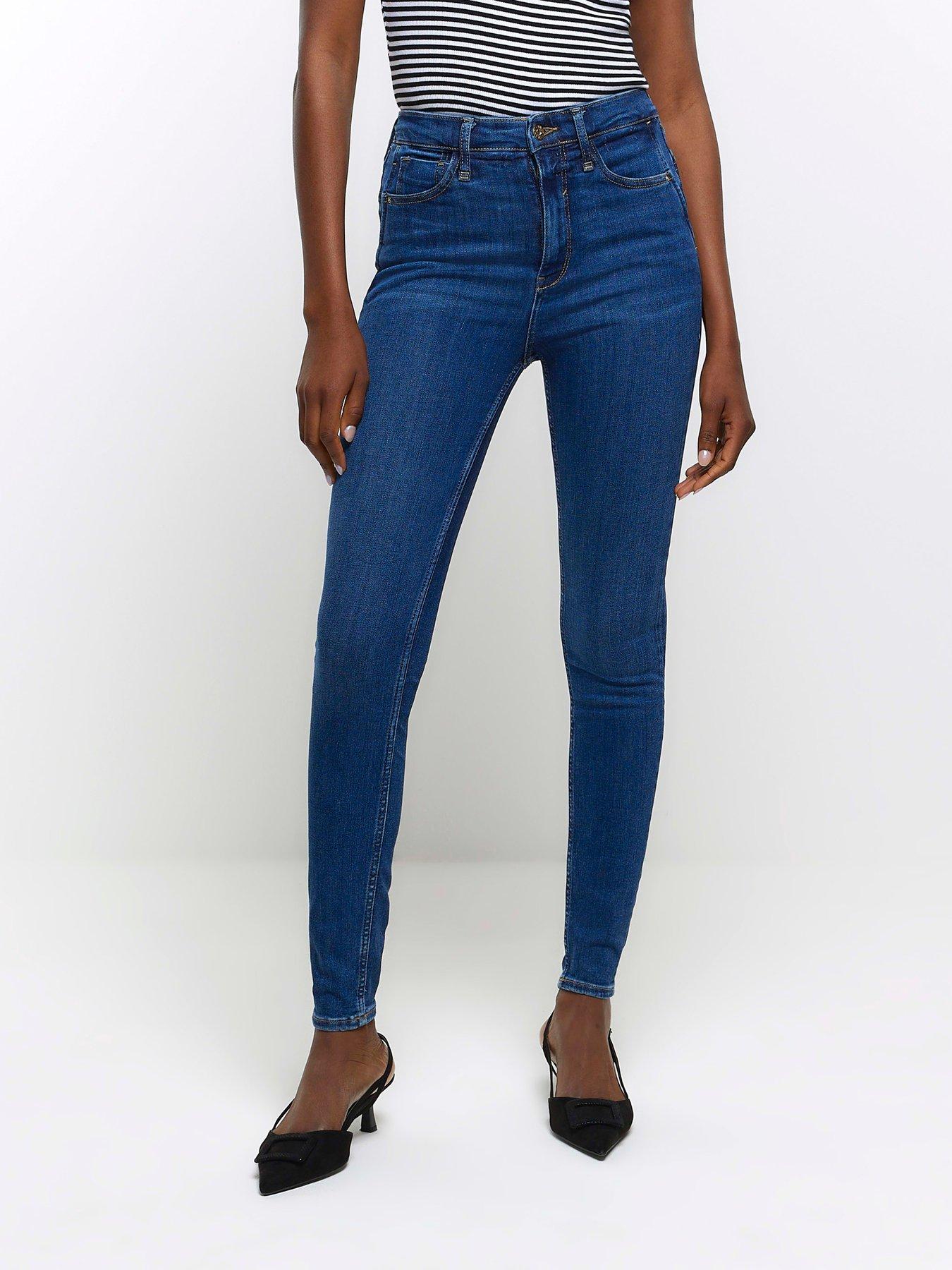 River Island Tall high rise skinny coated jean in black