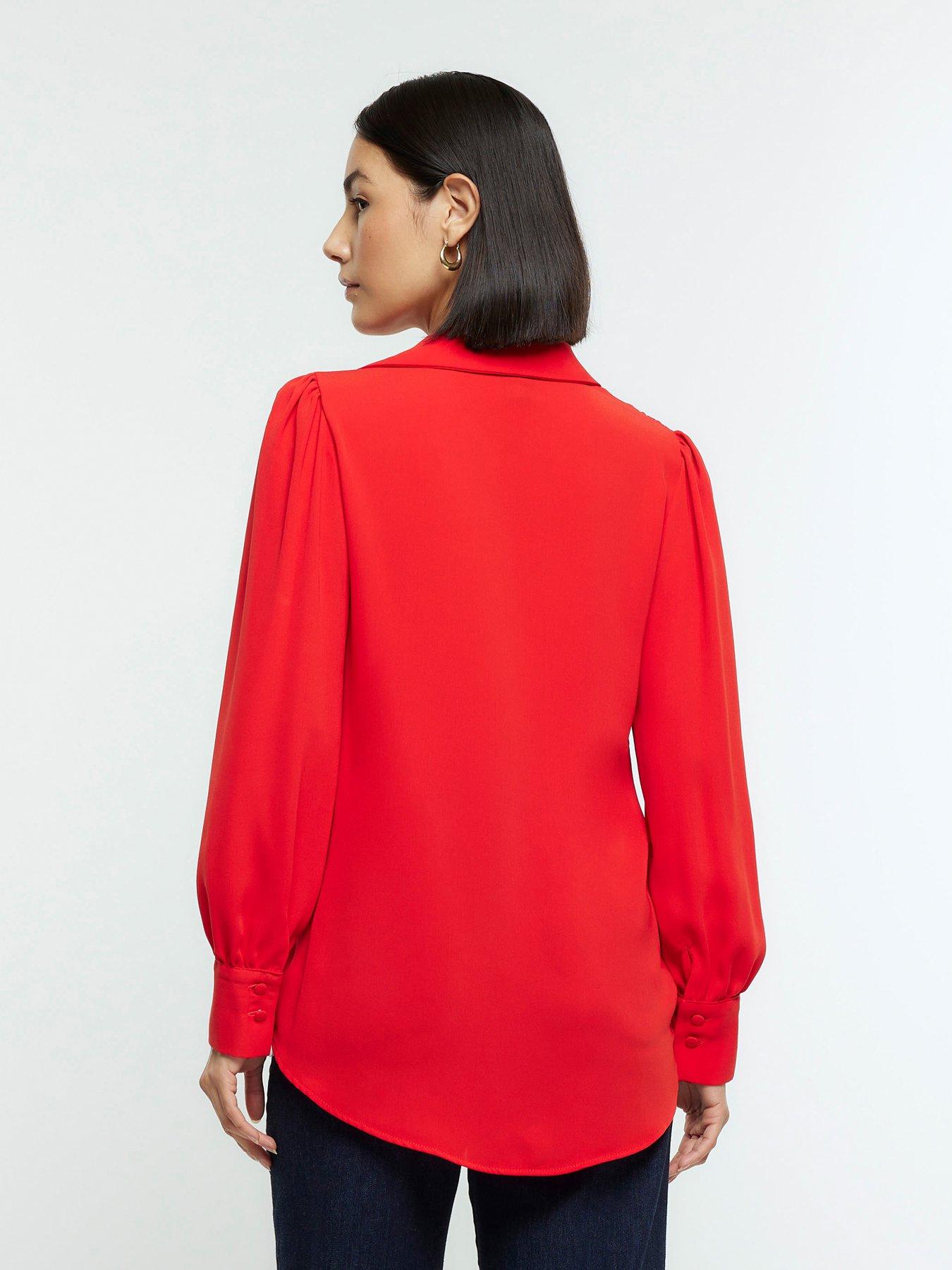 red blouse v neck