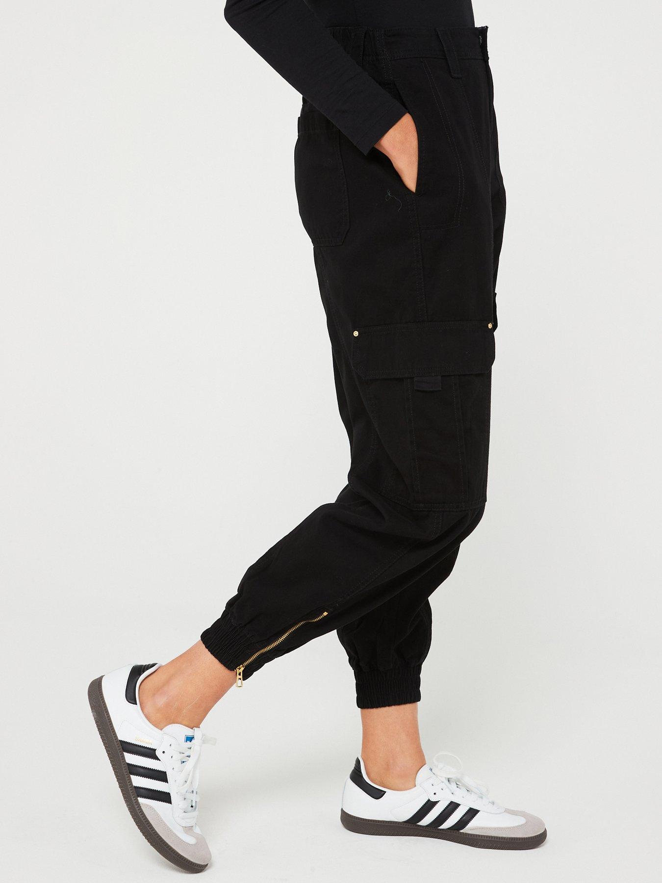 Petite Black Cuffed Cargo Joggers