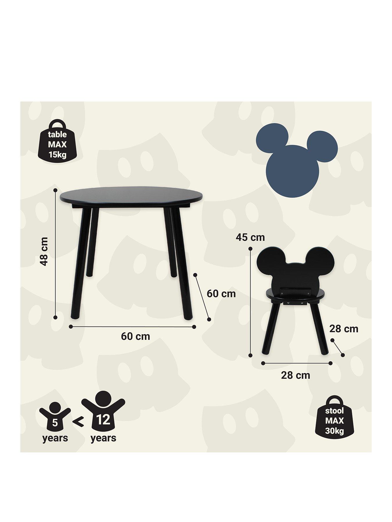 Mickey Mouse Toddler Table and 2 Chair Set Black Very