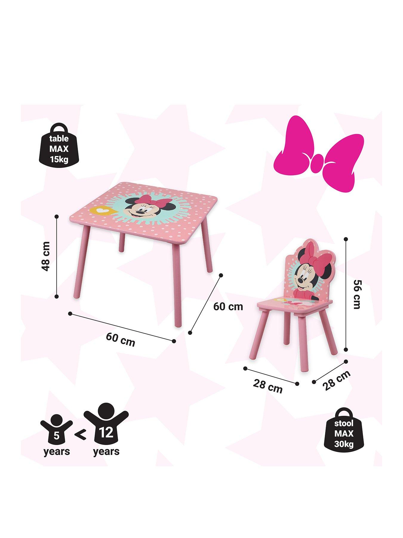 Kids minnie mouse table and outlet chairs