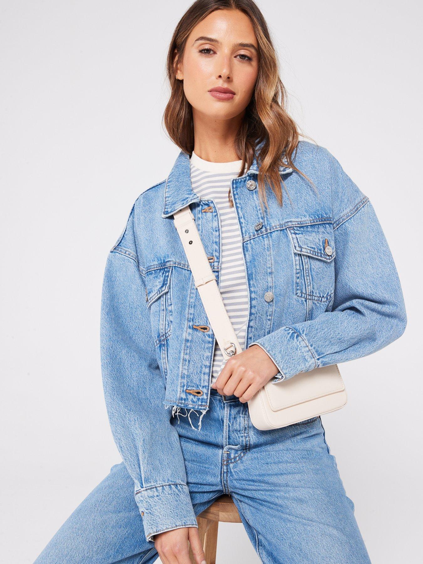 Women's cropped denim jacket on sale uk