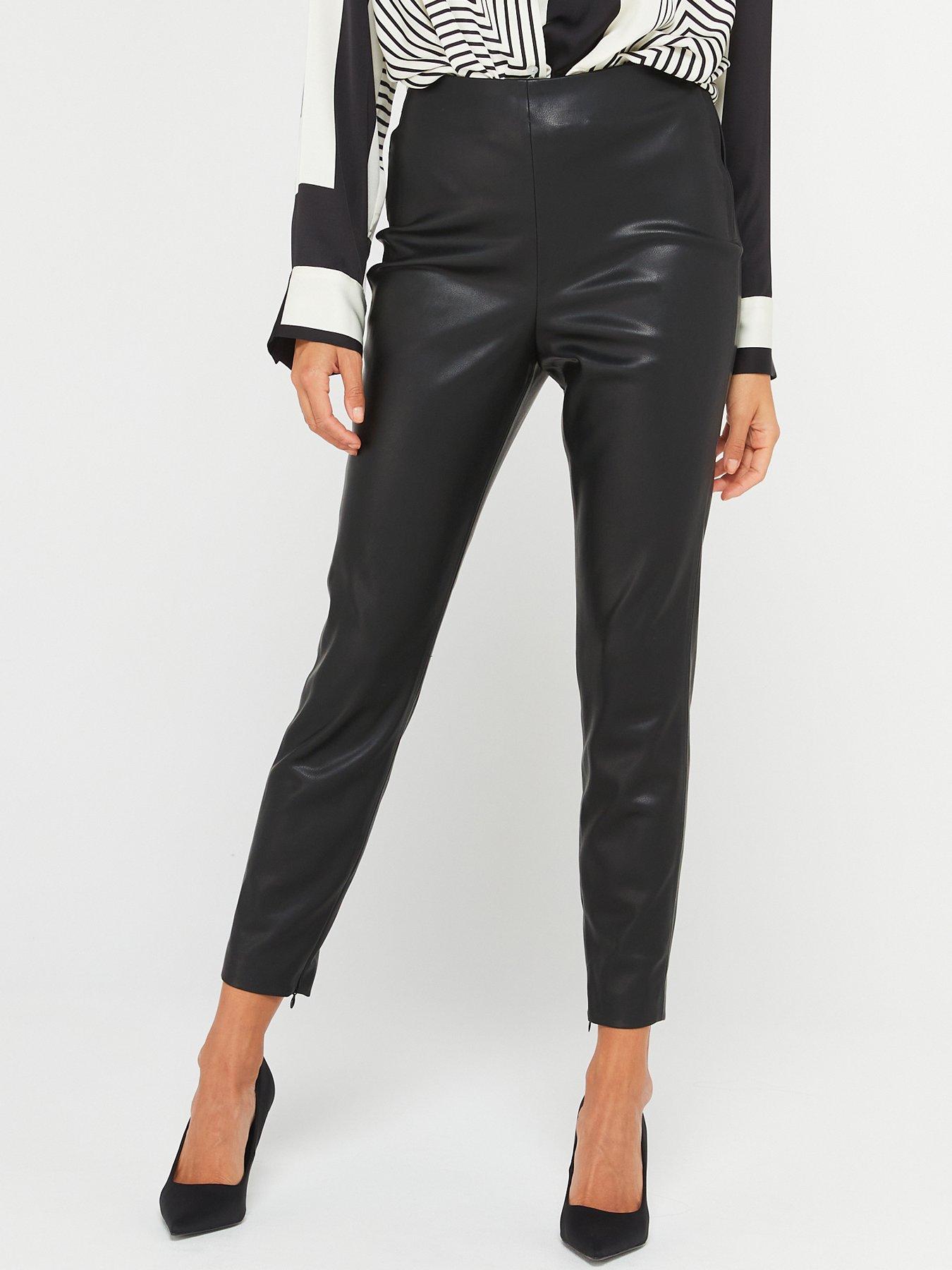 Mango Leather-Effect Leggings With Split Hems