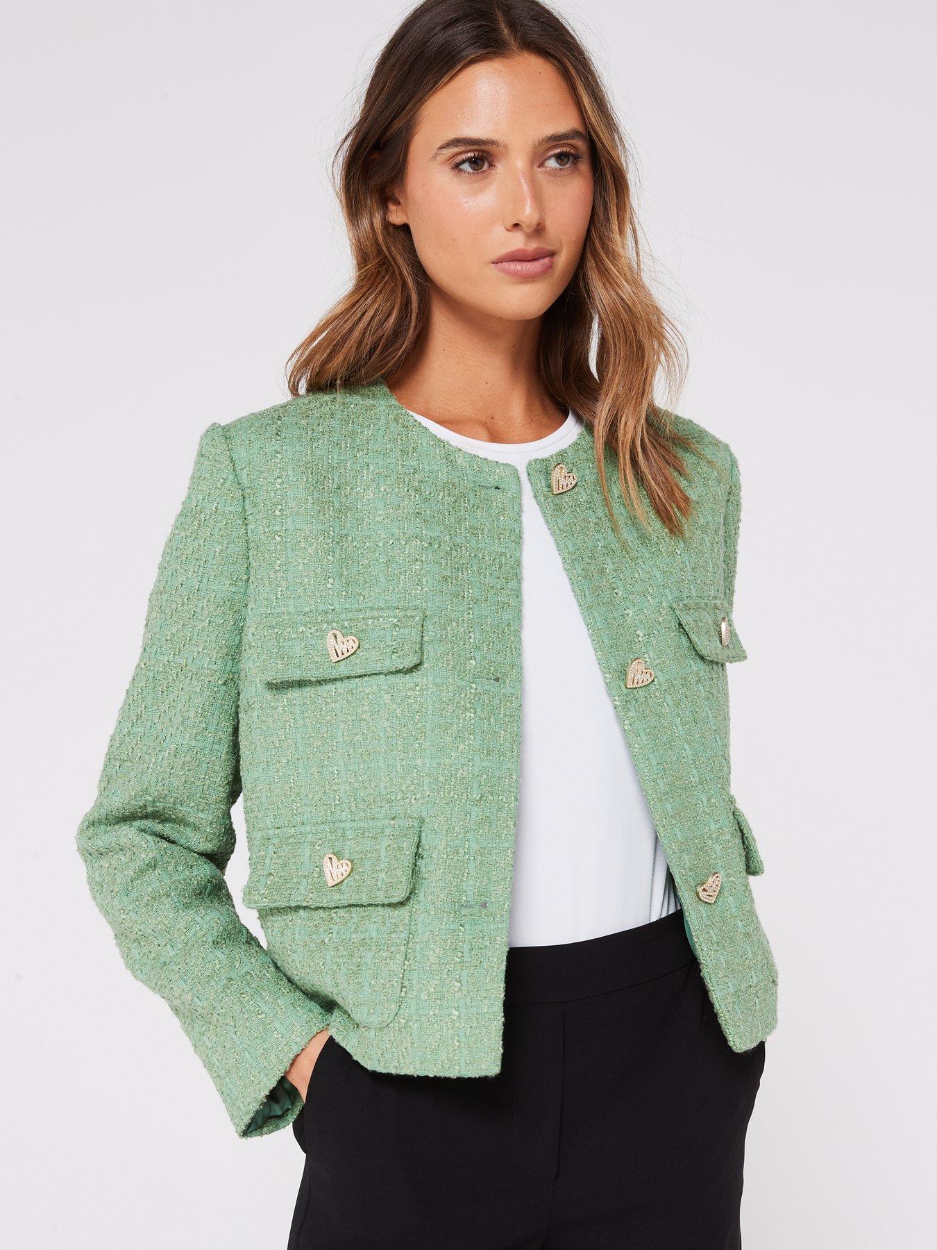 Mango Tweed Jacket With Jewel Buttons 