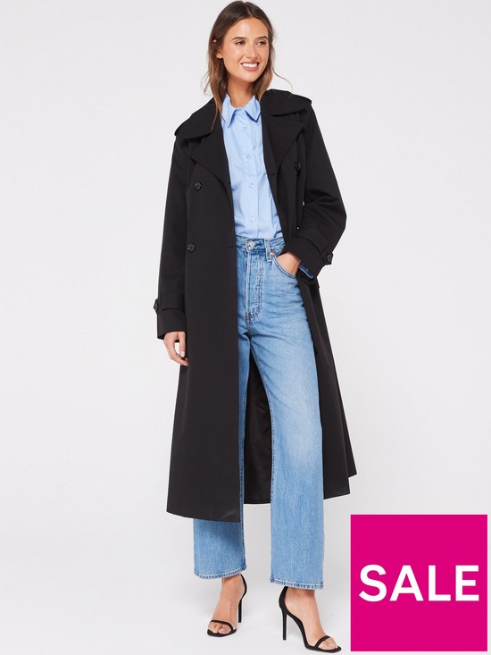 front image of mango-double-button-trench-coat