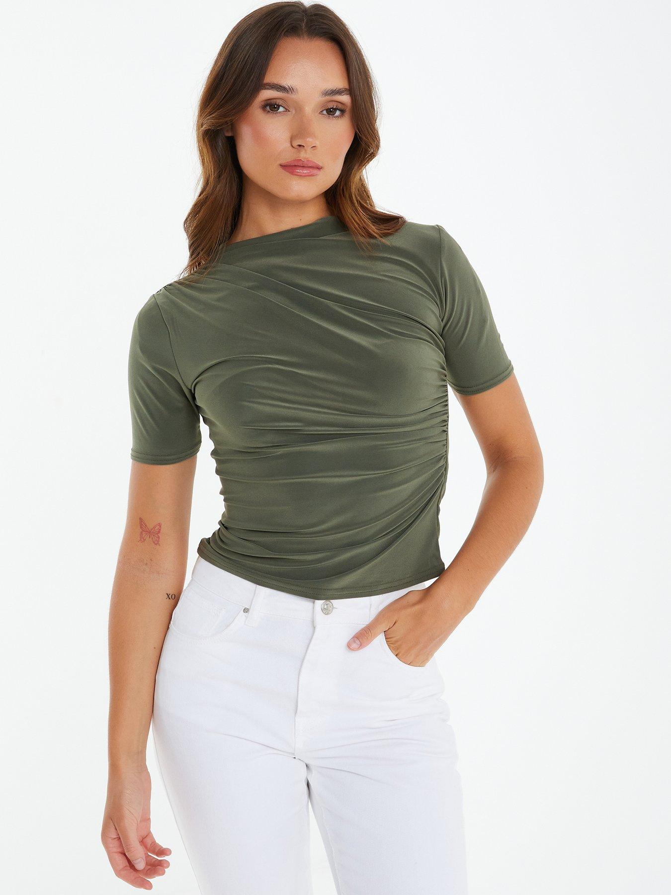 High neck top short on sale sleeve