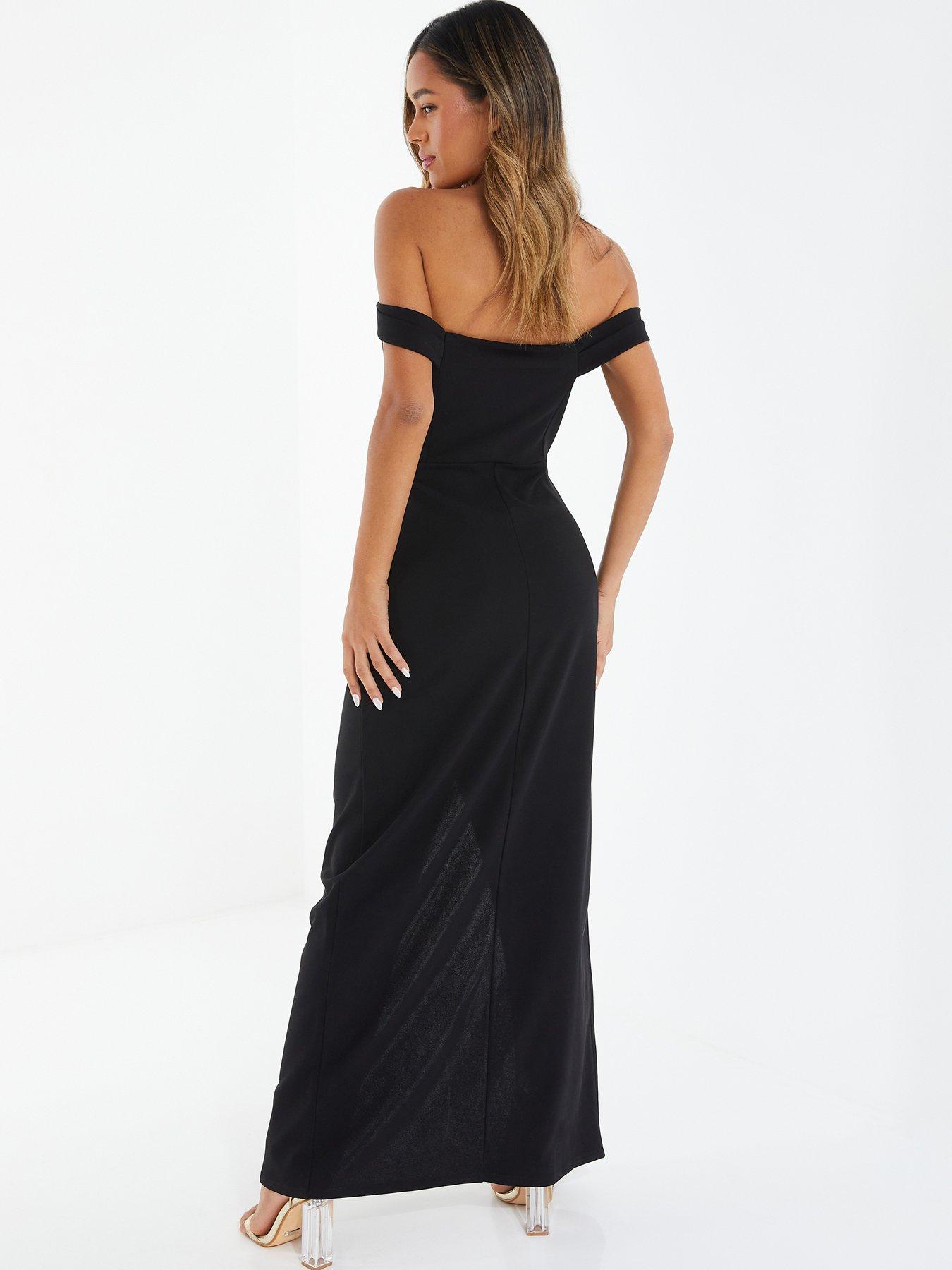 Black bardot hot sale maxi