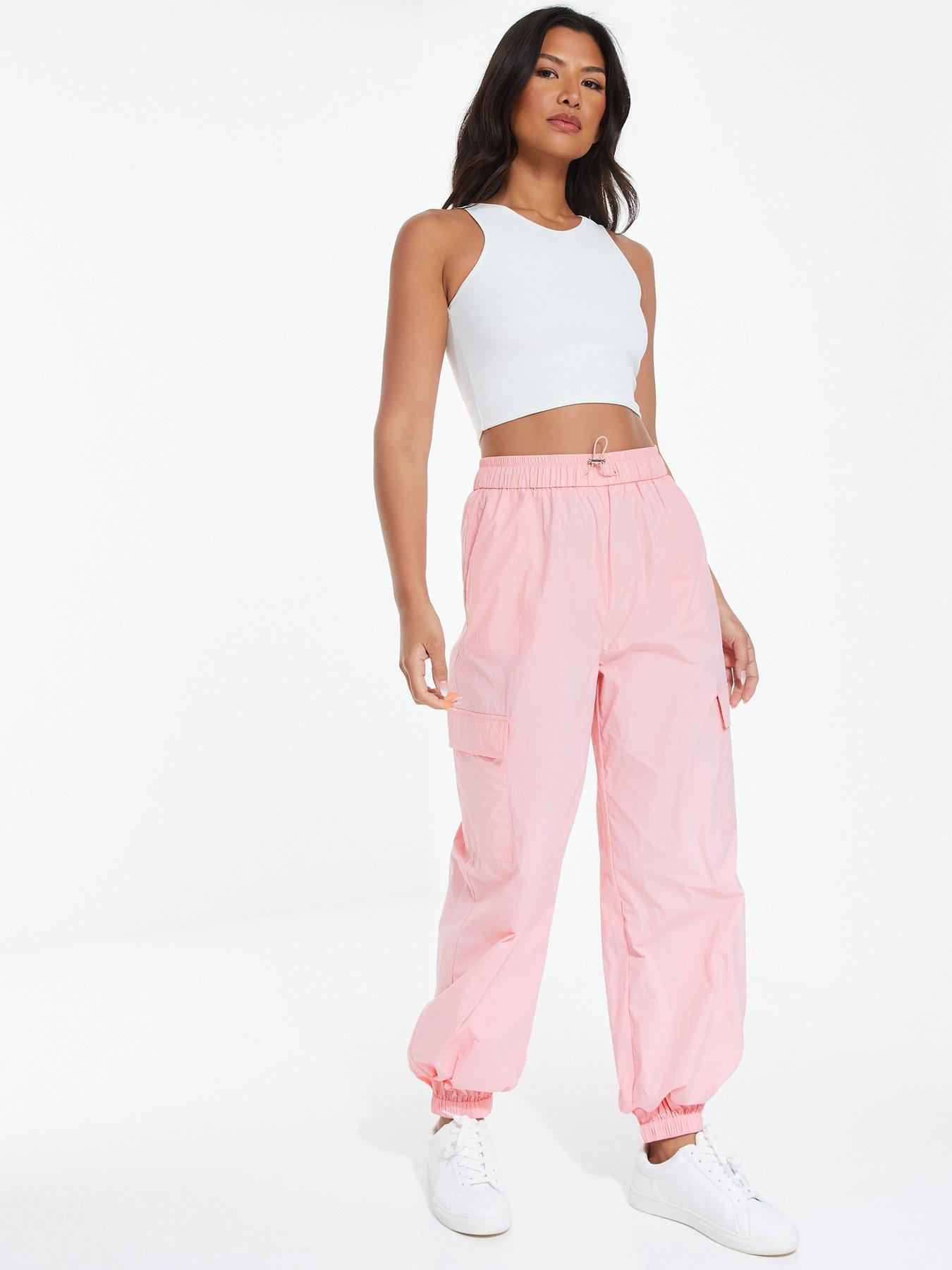 Quiz Pink Parachute Cargo Trouser | Very.co.uk