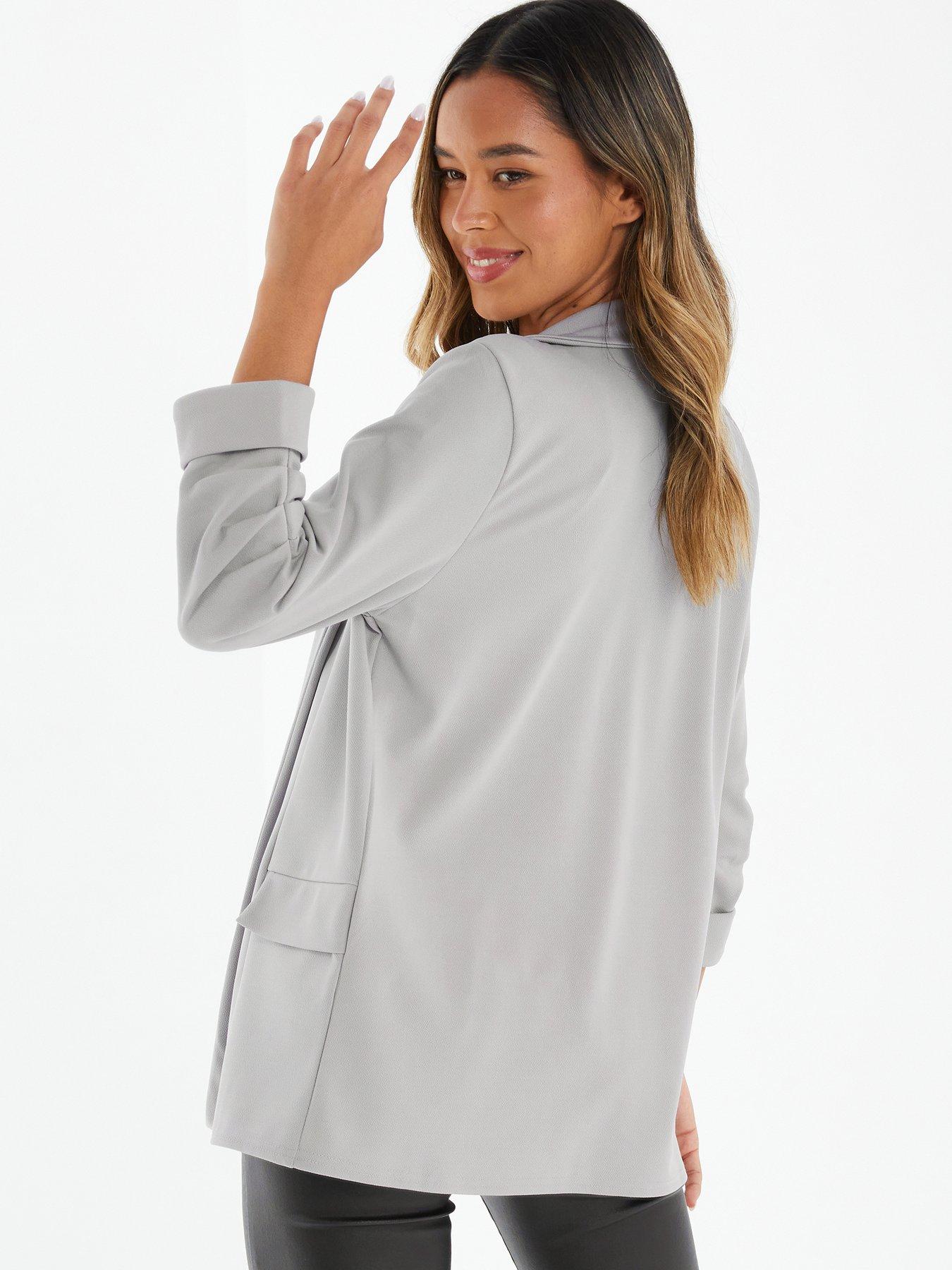 Grey ruched deals sleeve blazer