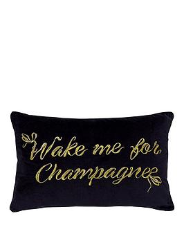 Product photograph of Ted Baker Wake Me For Champagne Cushion - Black from very.co.uk