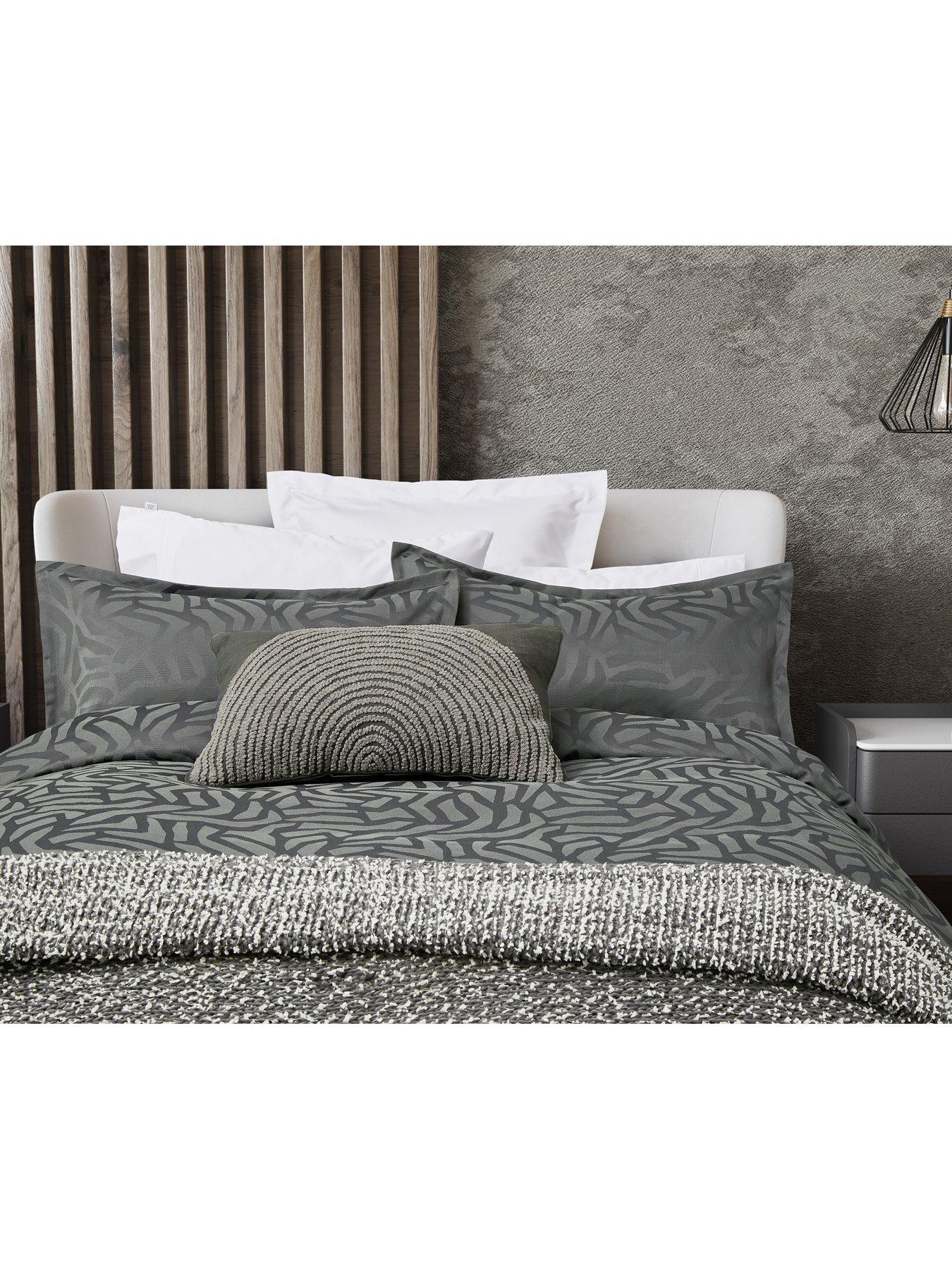 Product photograph of Nalu Nicole Scherzinger Makia Oxford Pillowcase - Grey from very.co.uk