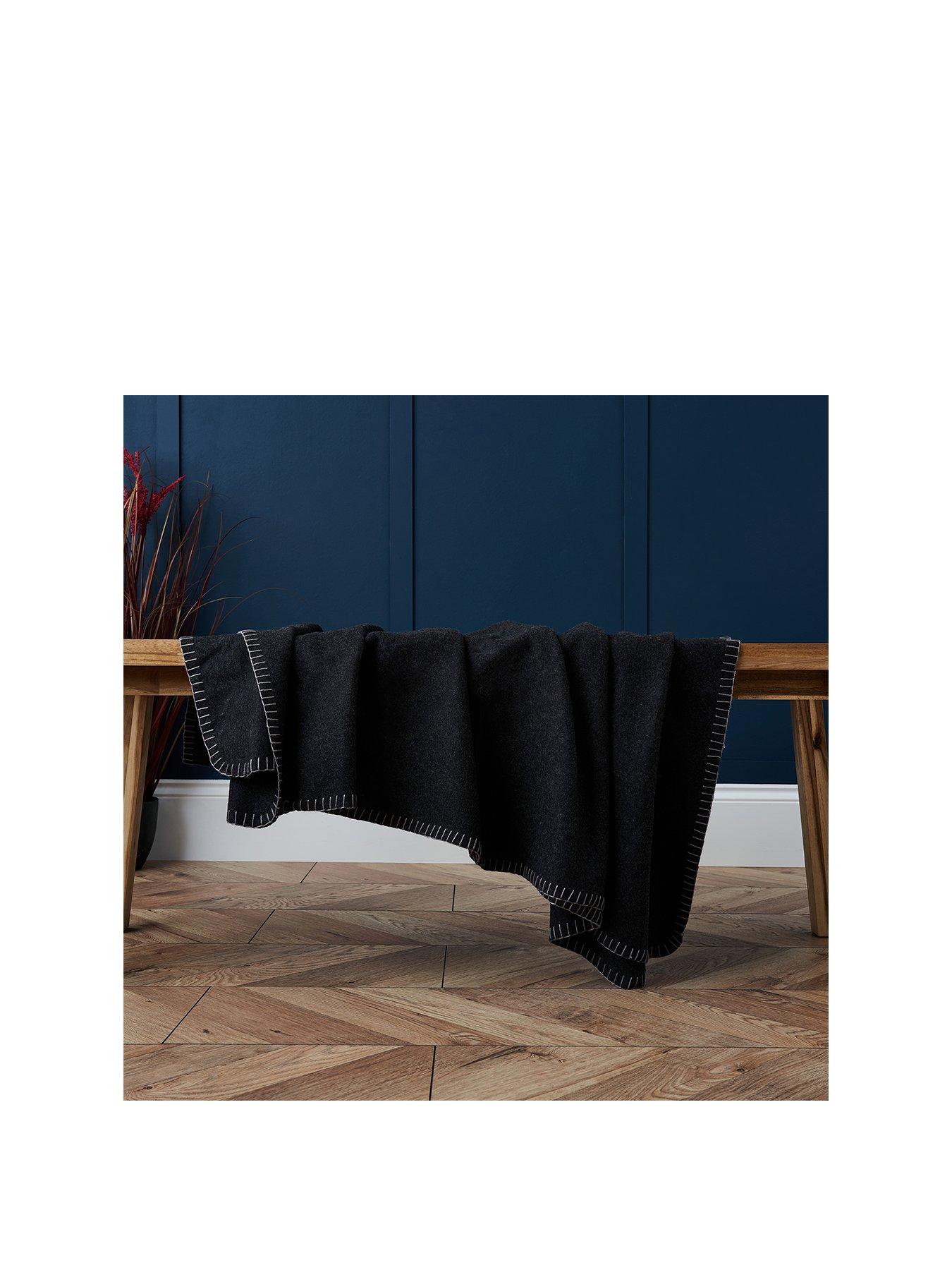Product photograph of Very Home Blanket Felt Stitch Throw - Blue from very.co.uk