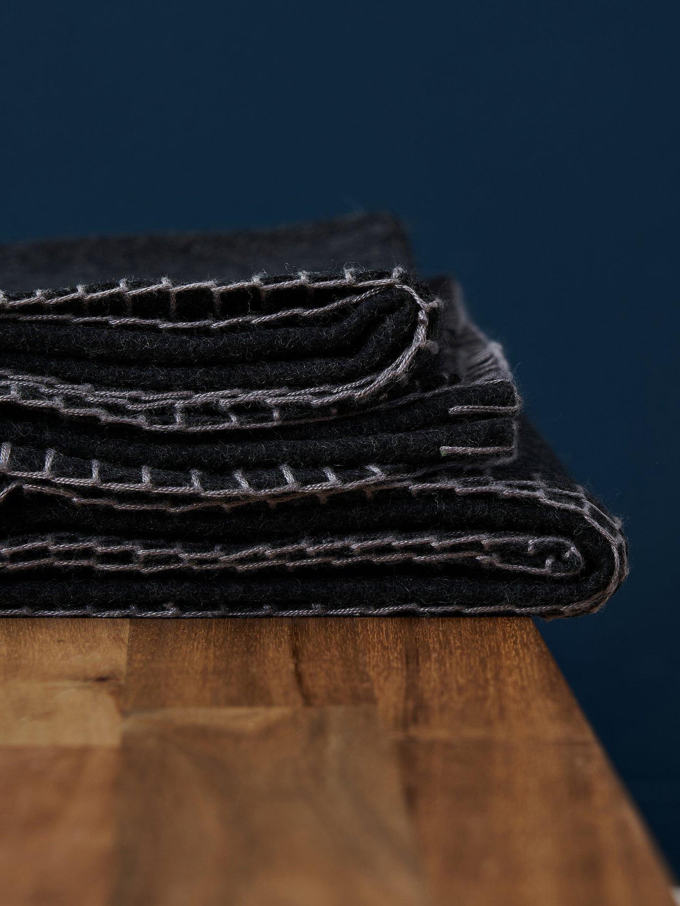 Image 2 of 6 of Very Home Blanket Felt Stitch Throw - Blue