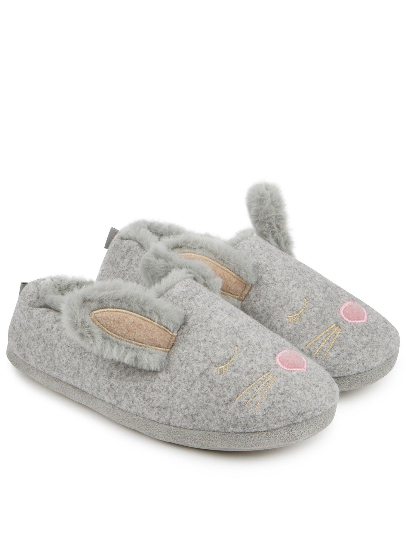 Novelty Bunny Slippers Grey