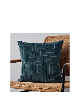 Product photograph of Very Home Cotton Velvet With Pattern Cushion from very.co.uk