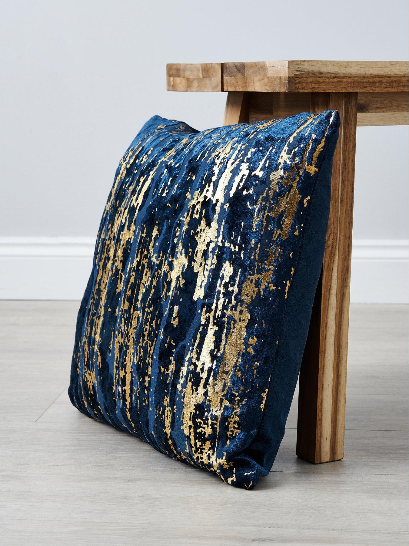 undefined Velvet Cushion with Abstract Foil Print