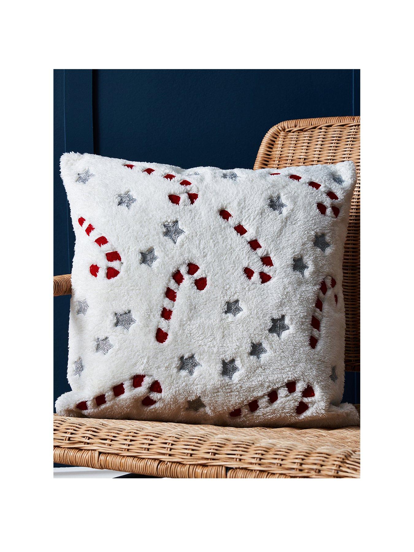 Product photograph of Very Home Christmas Candy Cane Cushion from very.co.uk