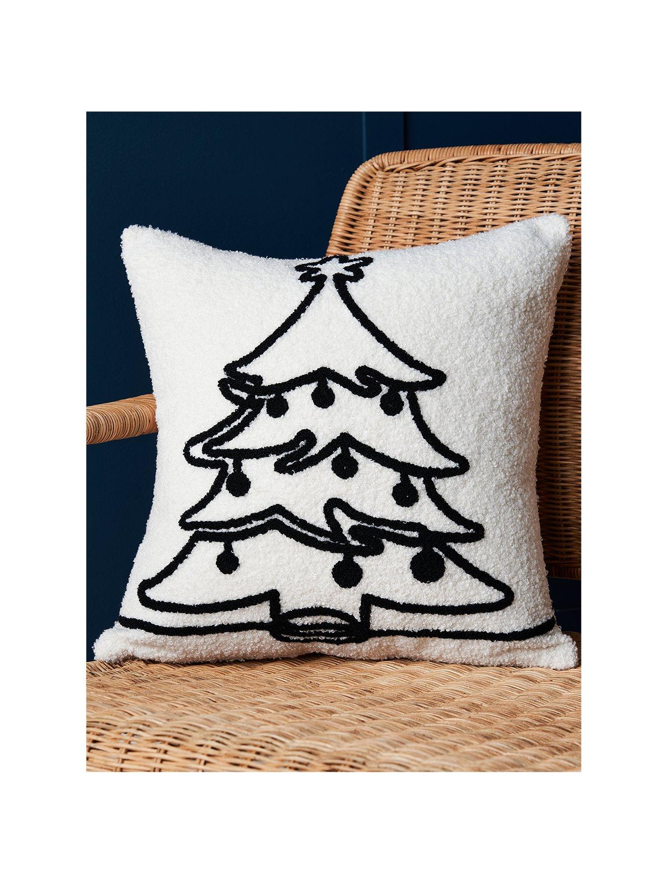 Product photograph of Very Home Christmas Tree Tufted Cushion from very.co.uk