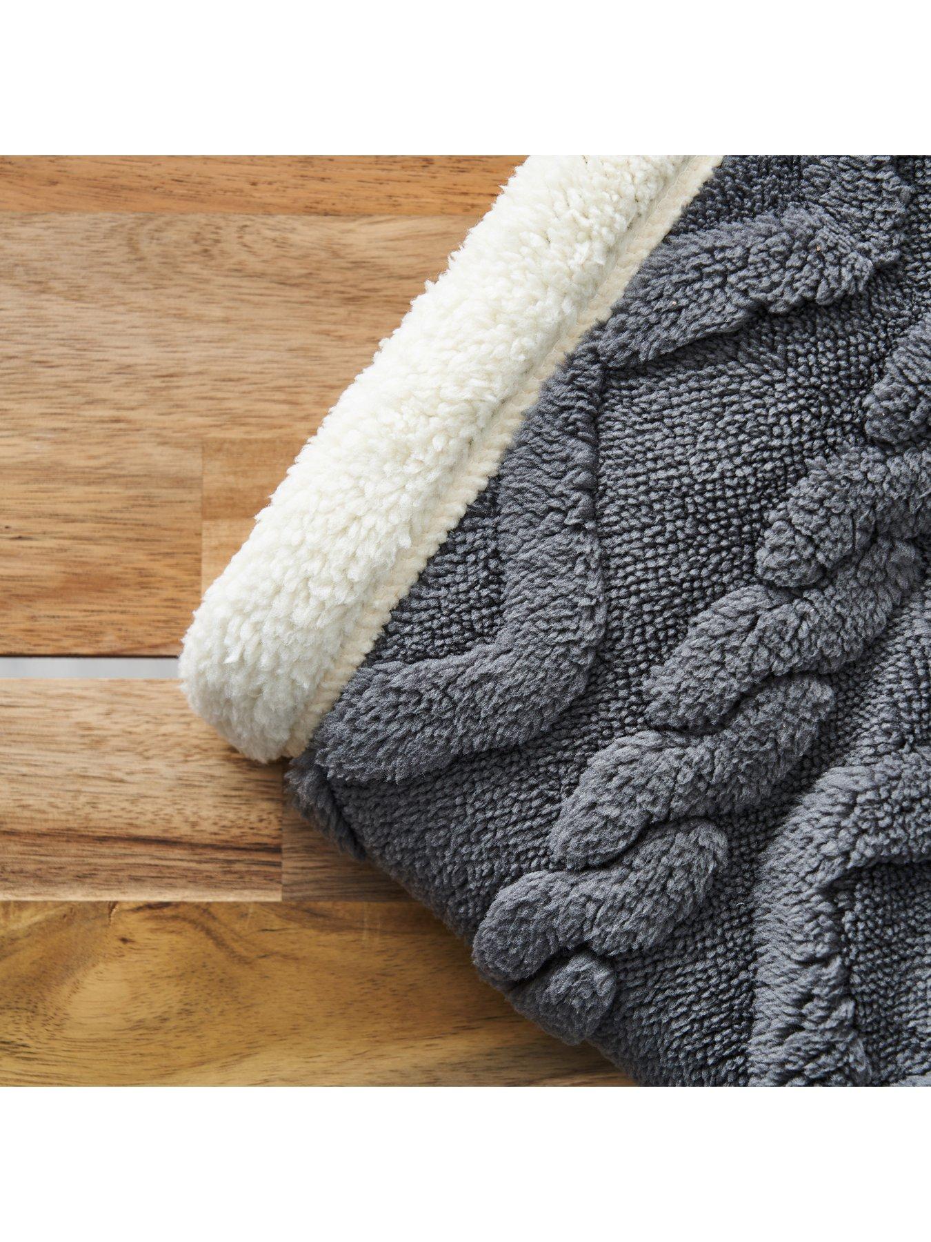 Image 4 of 6 of Very Home Cable Knit Sherpa Throw - Large - Cream