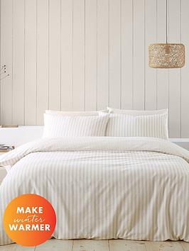 Product photograph of Catherine Lansfield Brushed Cotton Stripe Soft Duvet Cover Set from very.co.uk
