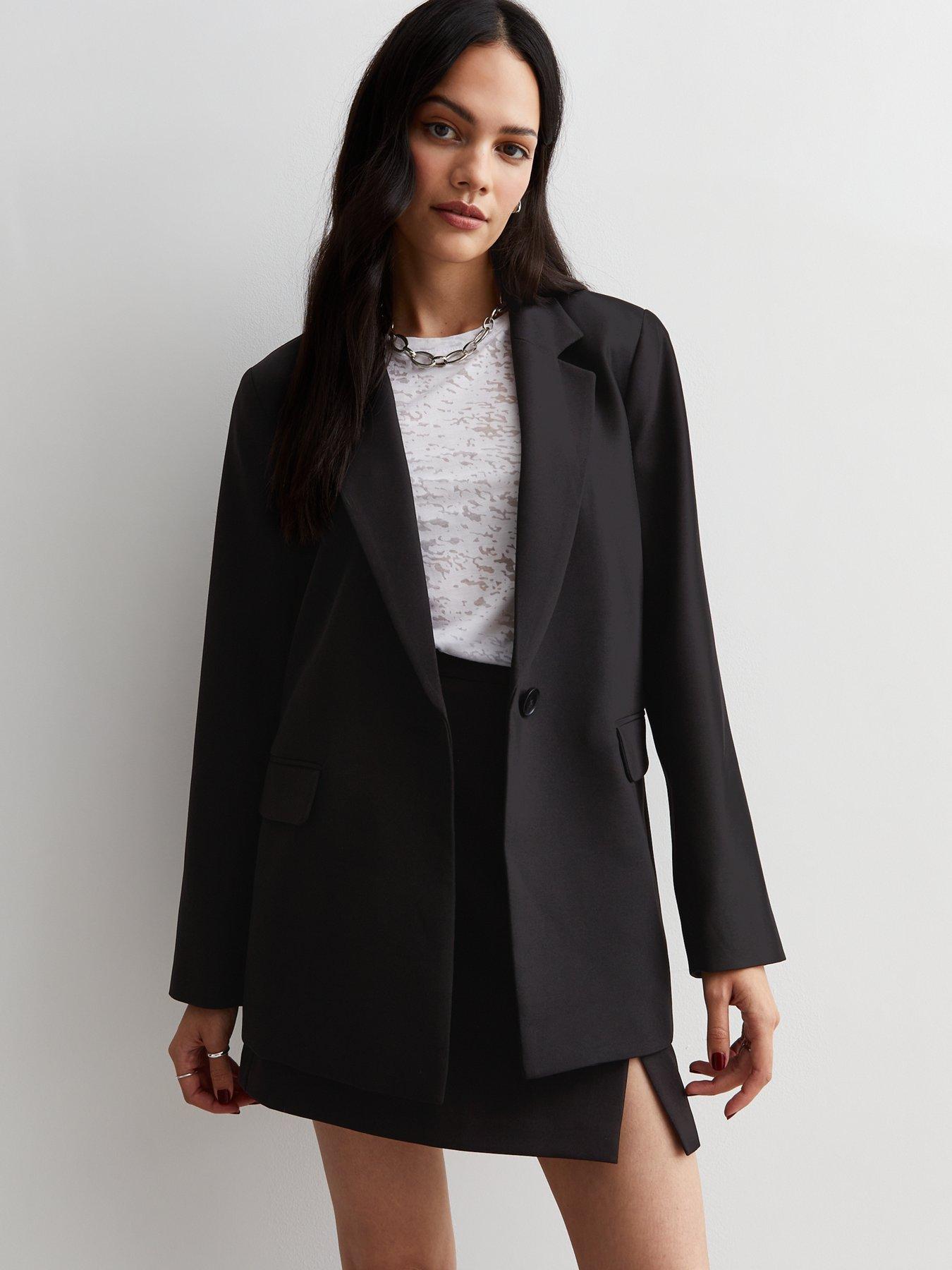Black long blazer hotsell