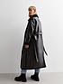  image of new-look-black-vinyl-belted-long-trench-coat