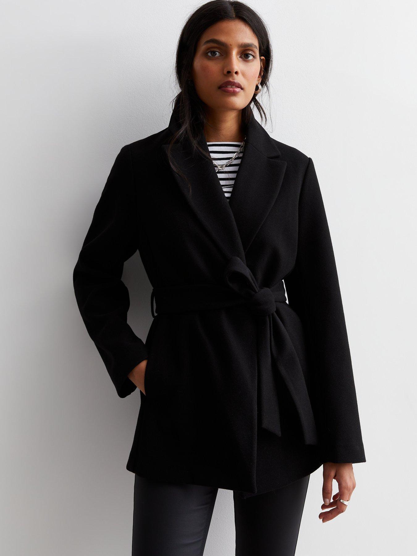 New look sale black long coat