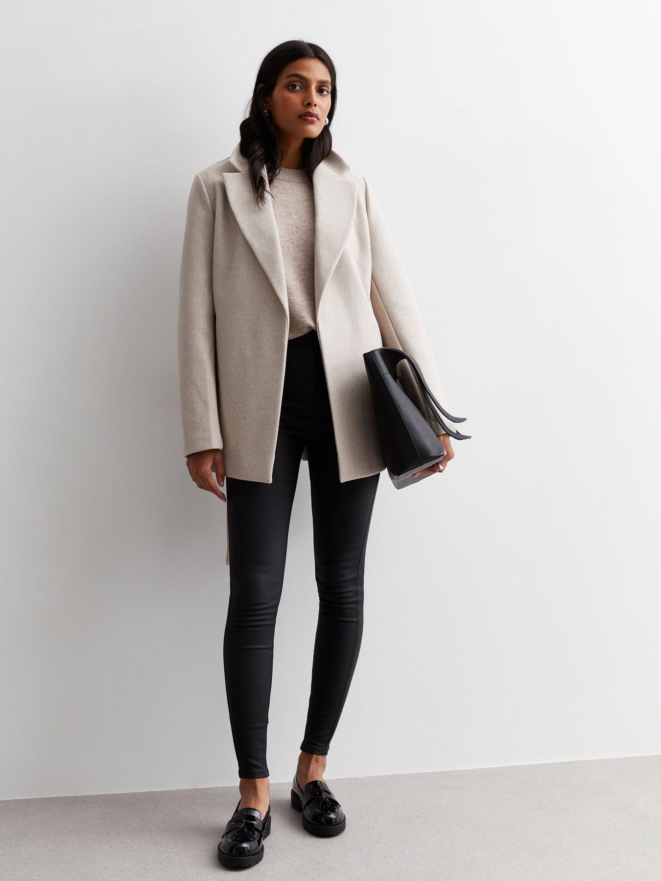 New Look Short Belted Coat Oatmeal very