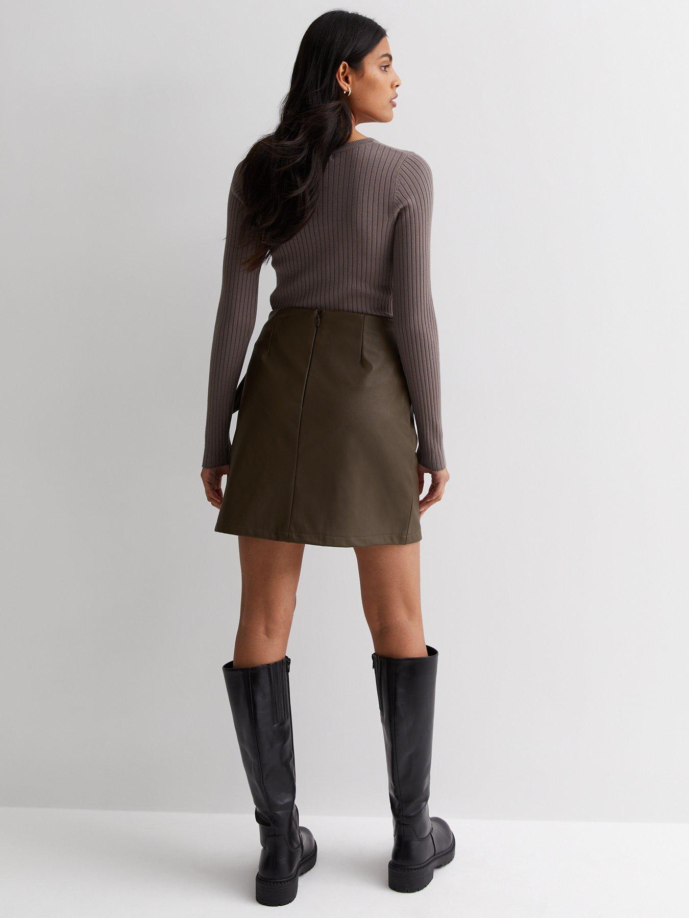 Khaki wrap shop mini skirt