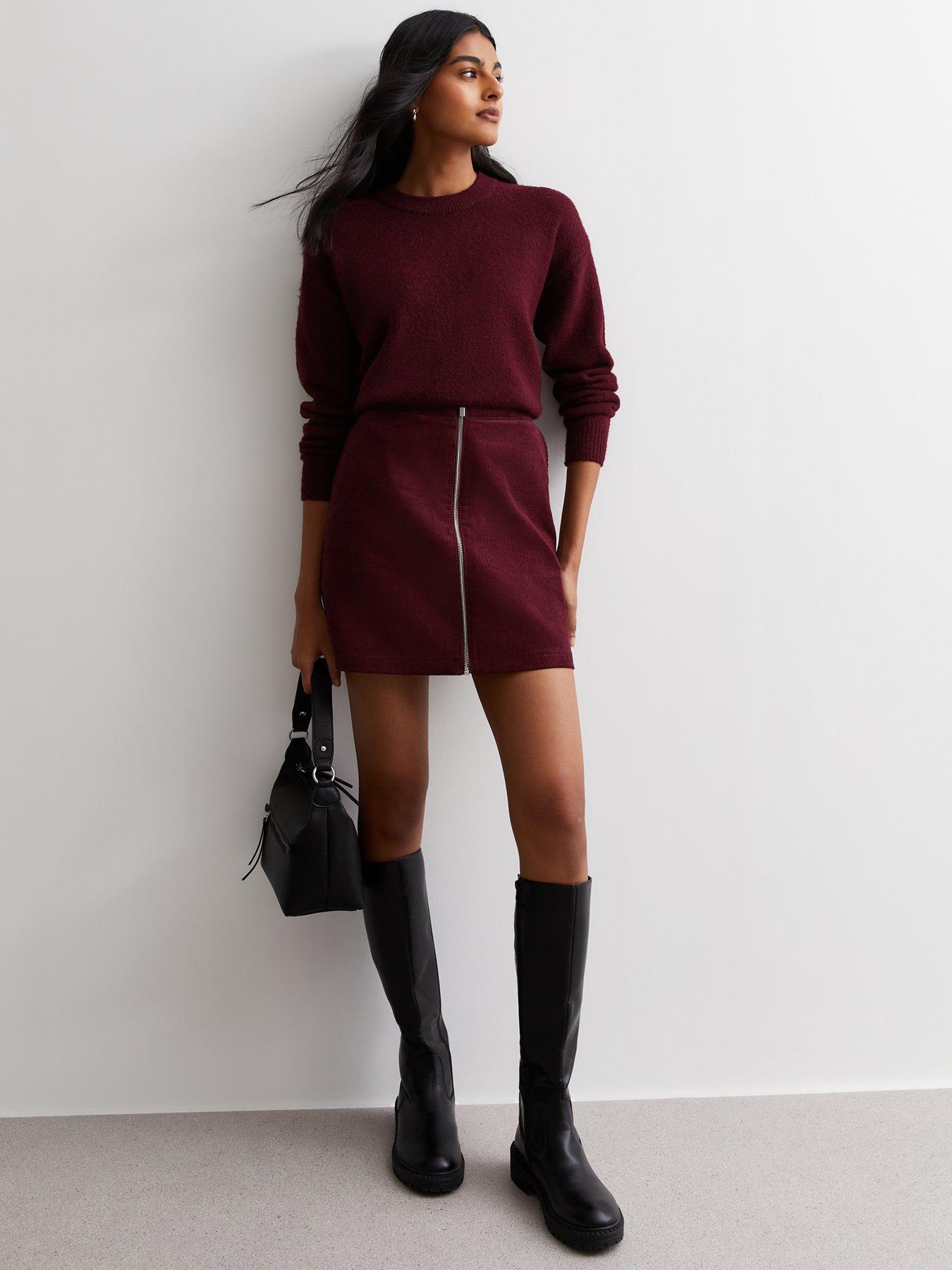 Burgundy skirt zip clearance detail