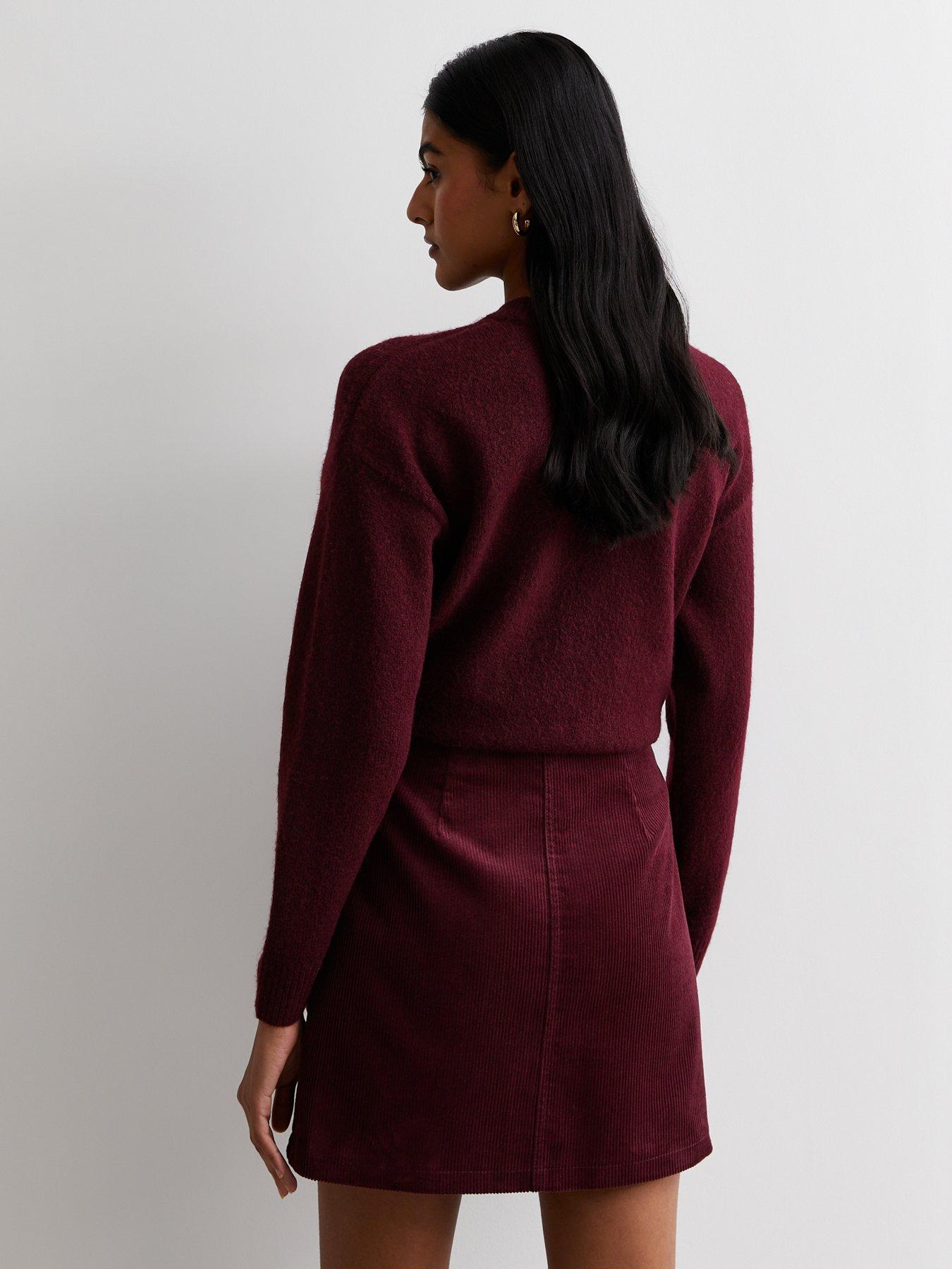 Burgundy skirt with zip best sale