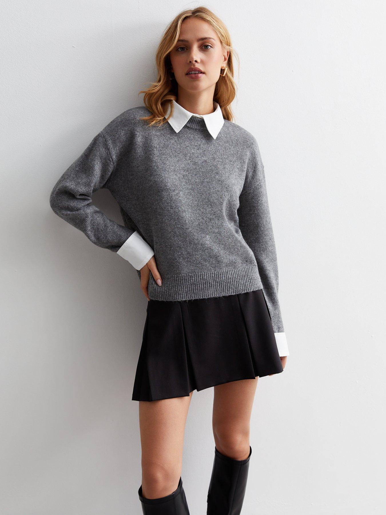 New Look Grey 2 In 1 Long Sleeve Shirt Jumper Very