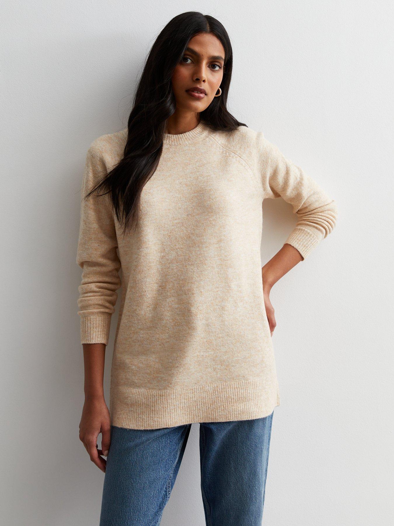 New Look Cream Knit Longline Jumper