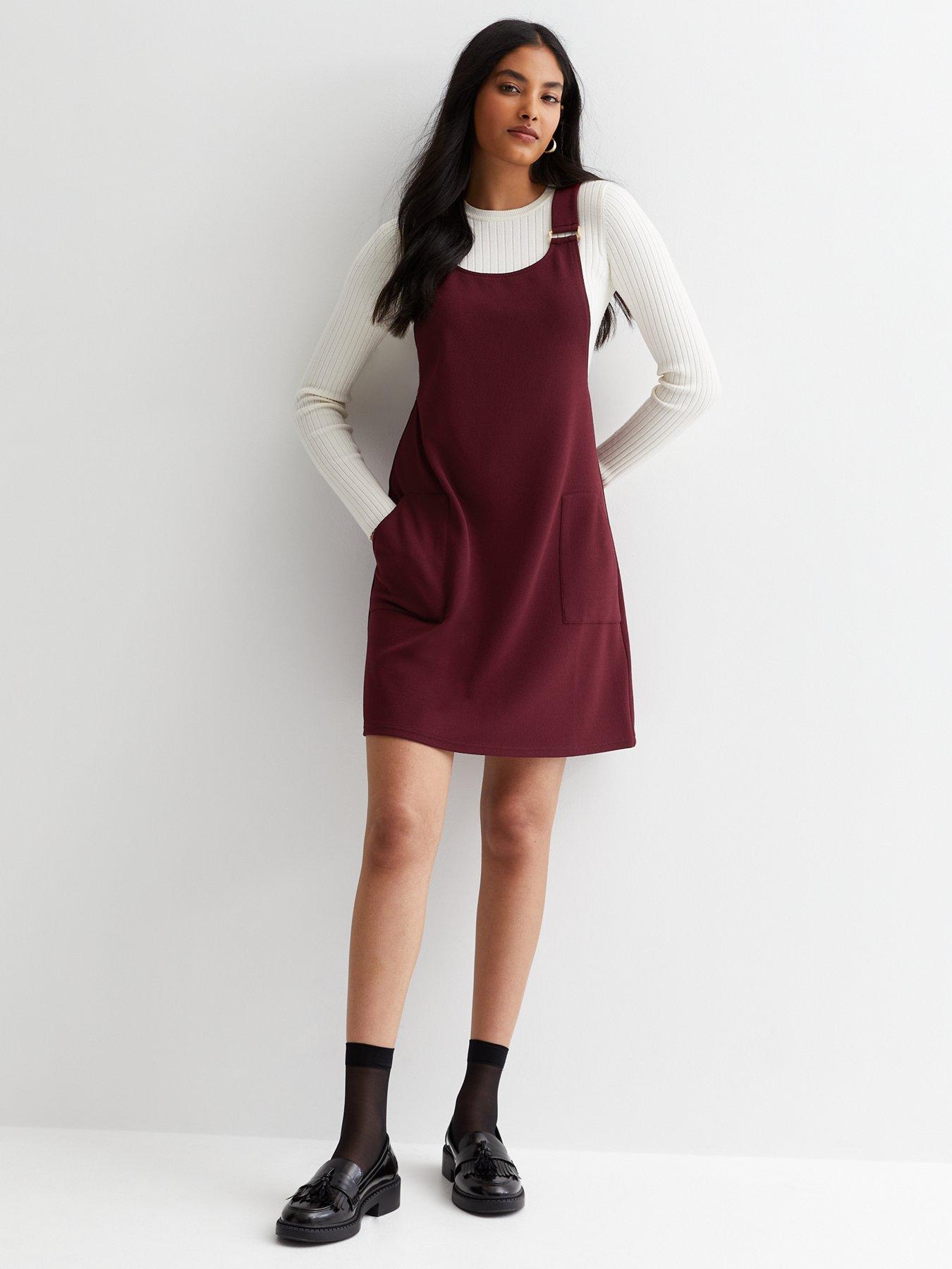 New look shop red pinafore dress