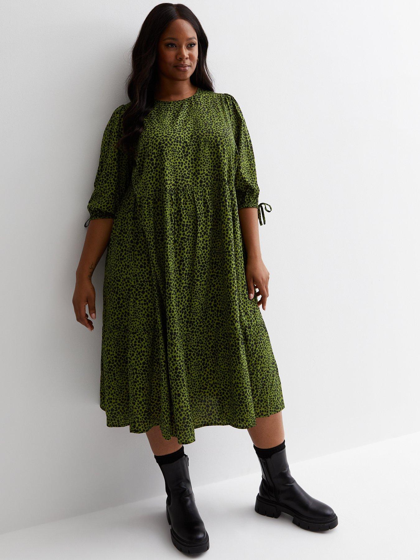 Curves Green Leopard Print Long Shirt