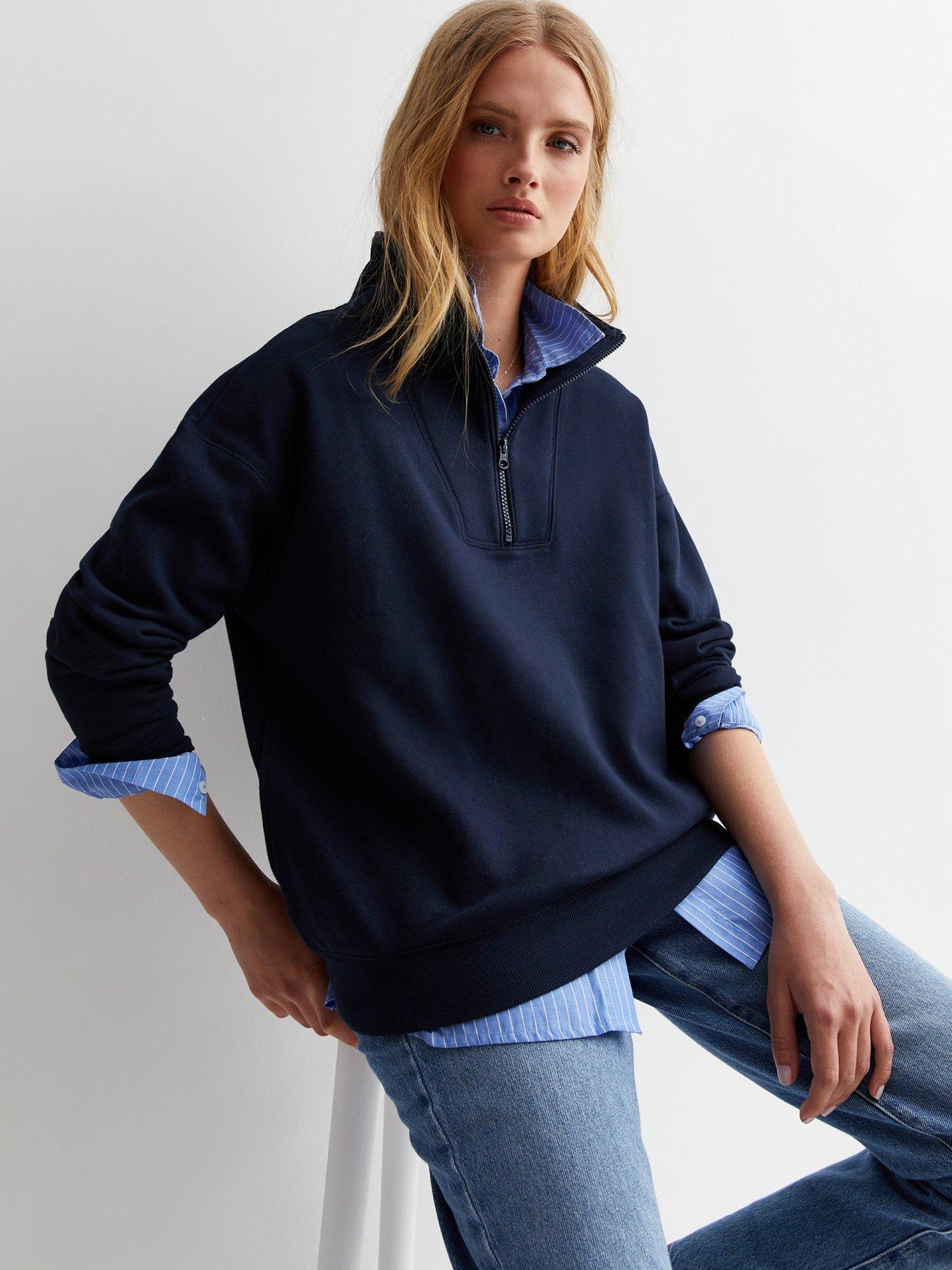 New Look Navy Zip Neck Sweatshirt very