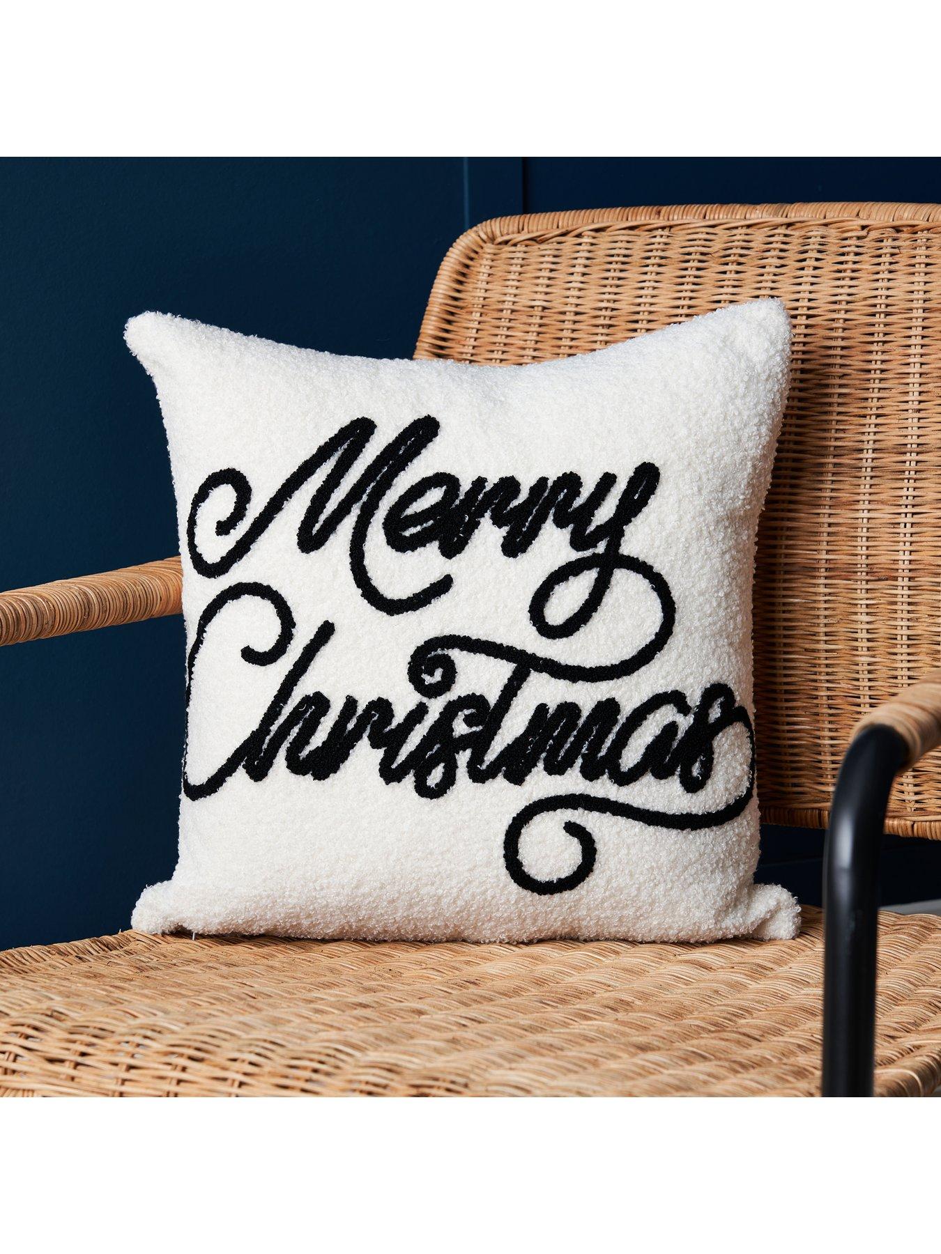 Product photograph of Very Home Merry Christmas Tufted Cushion from very.co.uk