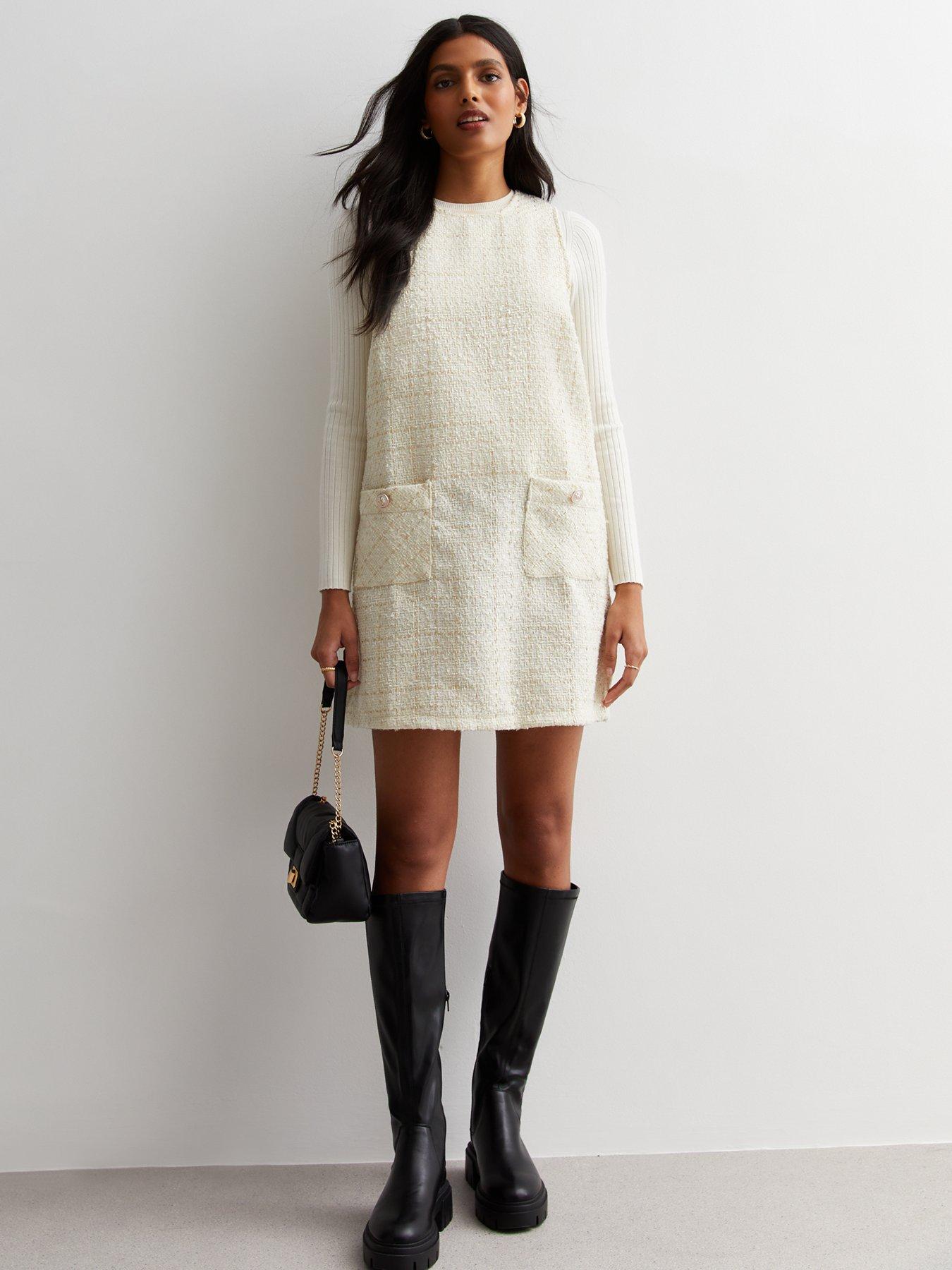 boucle pinafore dress