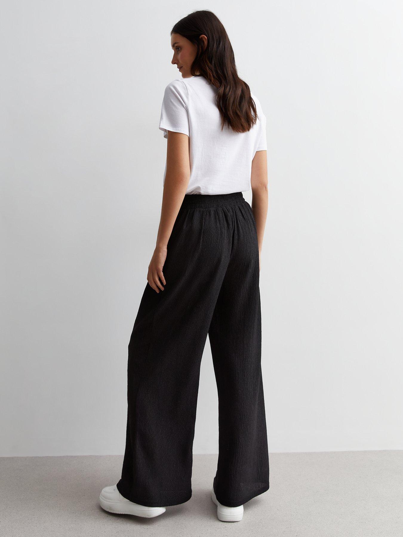 New Look Black Textured Jersey Wide Leg Trousers | Very.co.uk